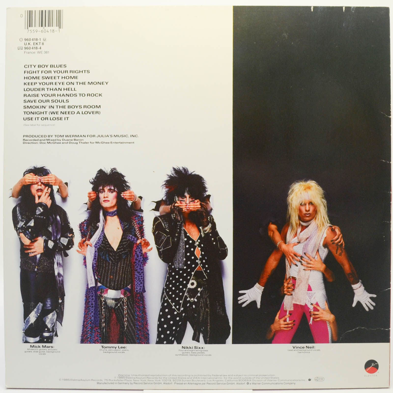 Виниловая пластинка Mötley Crüe — Theatre Of Pain, 1985