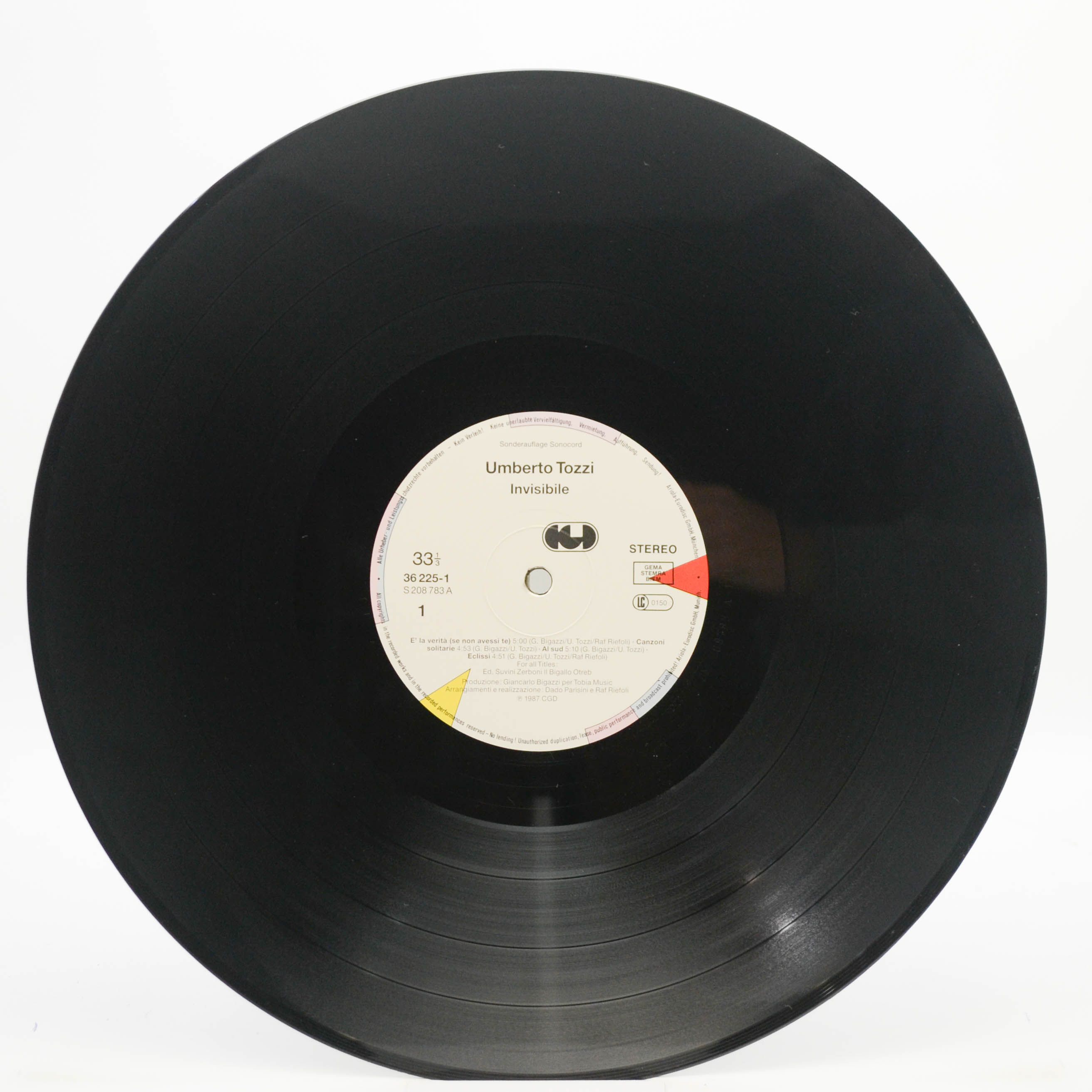 Виниловая пластинка Umberto Tozzi — Invisibile, 1987