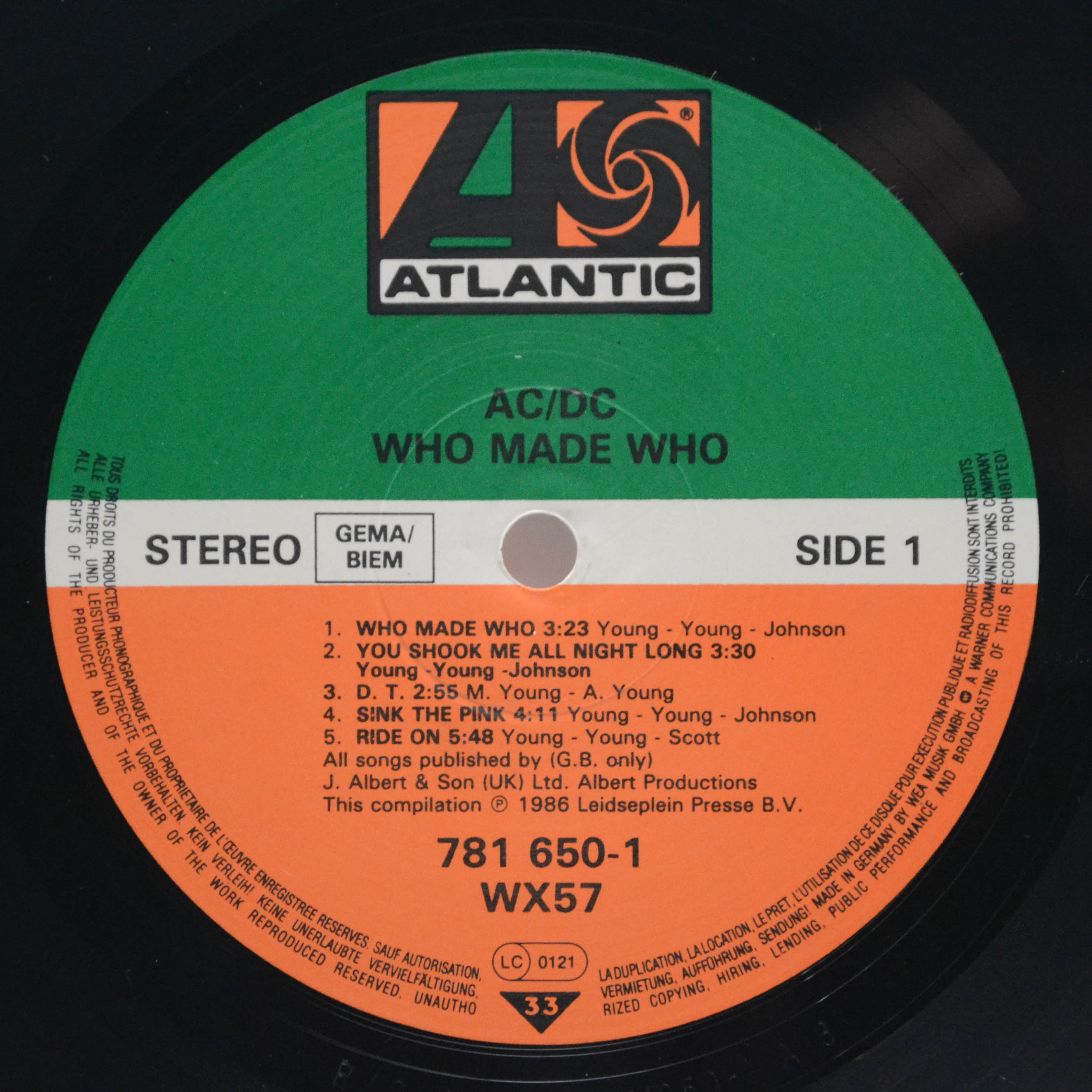 Виниловая пластинка AC/DC — Who Made Who, 1986