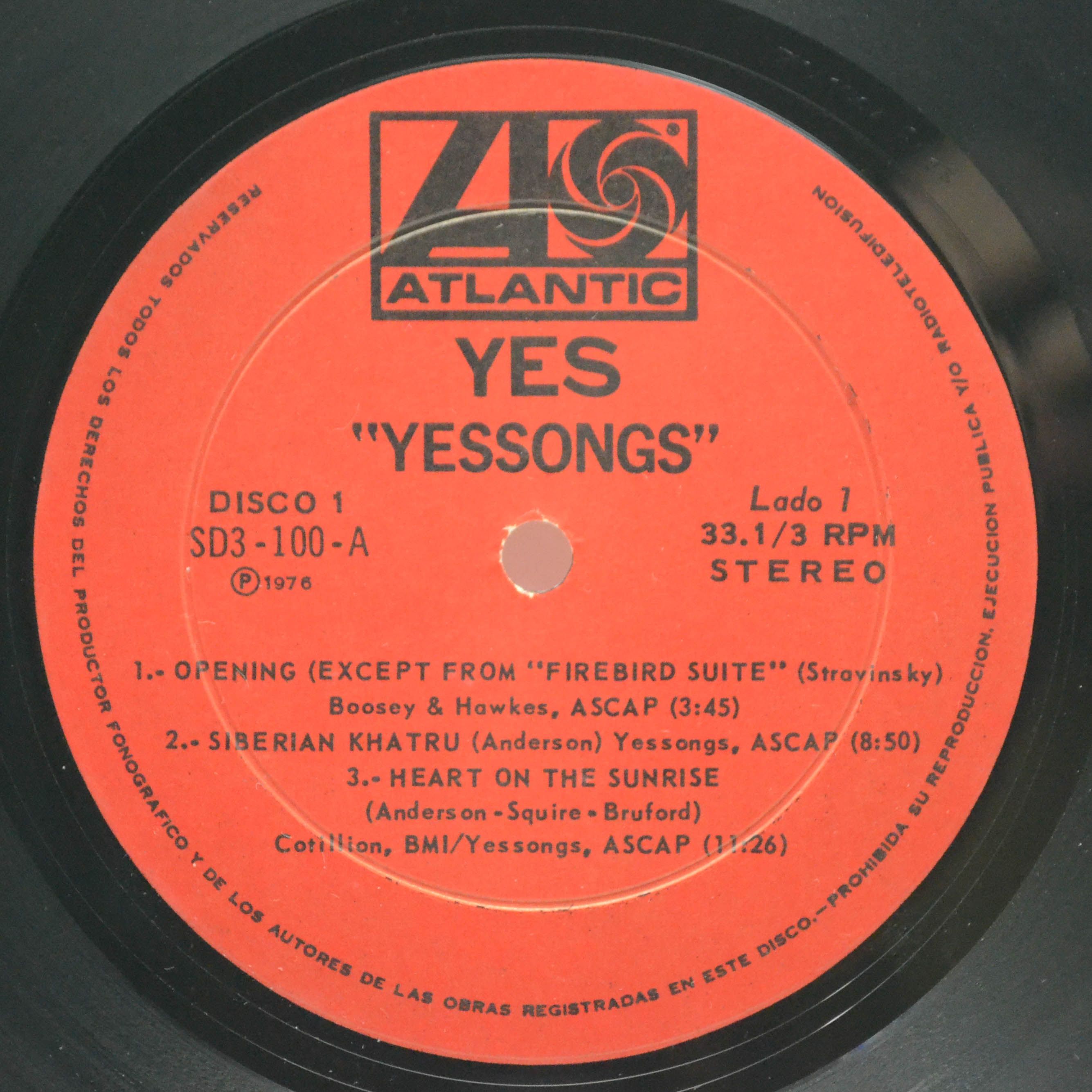 Виниловая пластинка Yes — Yessongs (3LP), 1973