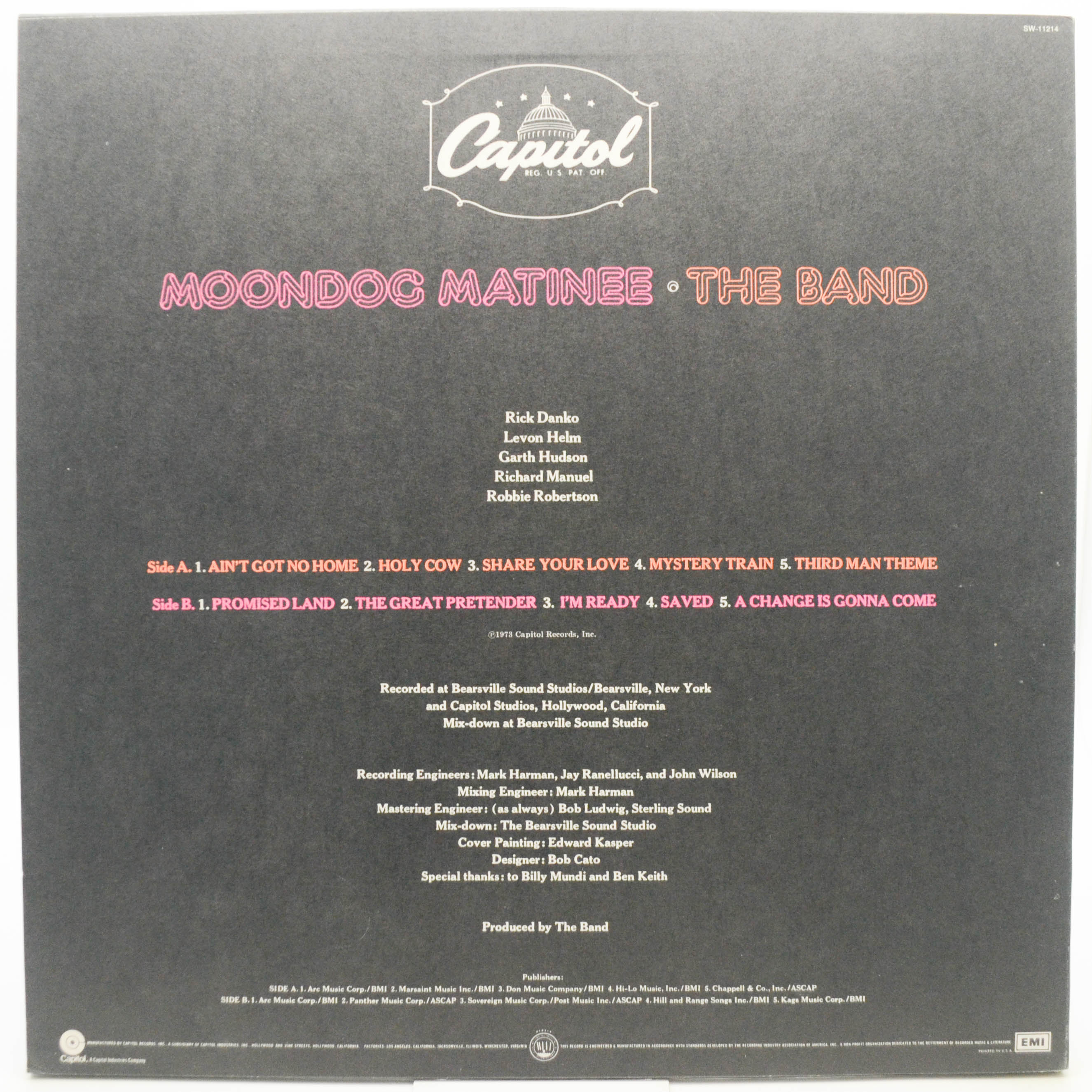 Виниловая пластинка Band — Moondog Matinee (1-st, USA), 1973