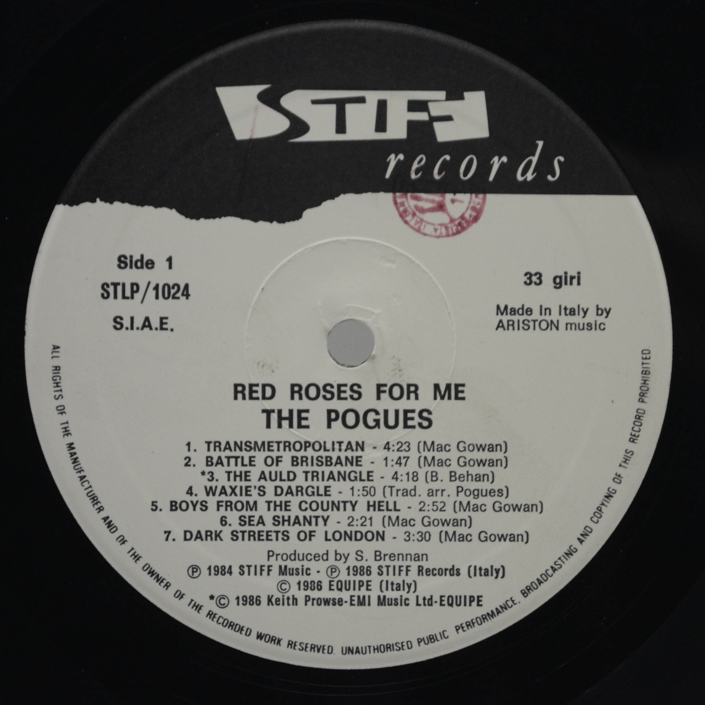 Виниловая пластинка Pogues — Red Roses For Me, 1986