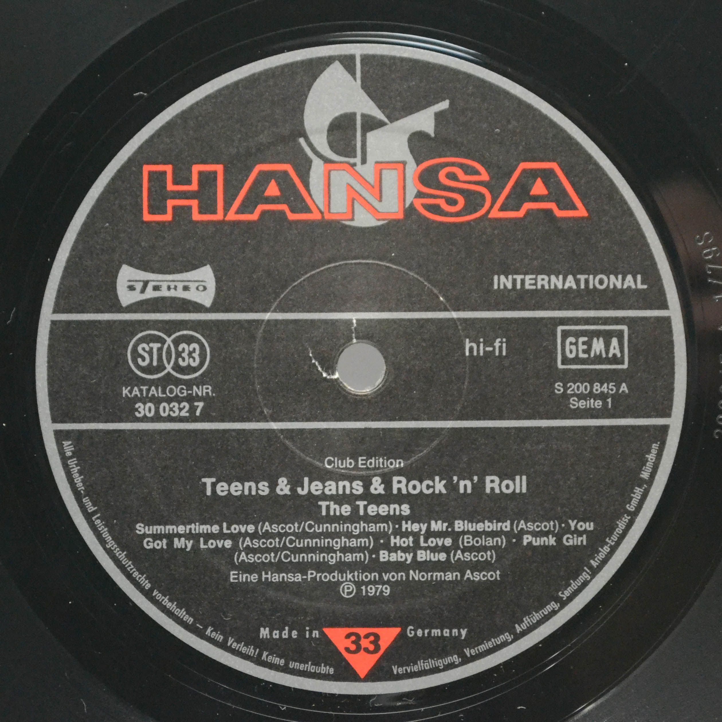 Виниловая пластинка Teens — Teens & Jeans & Rock 'n' Roll, 1979