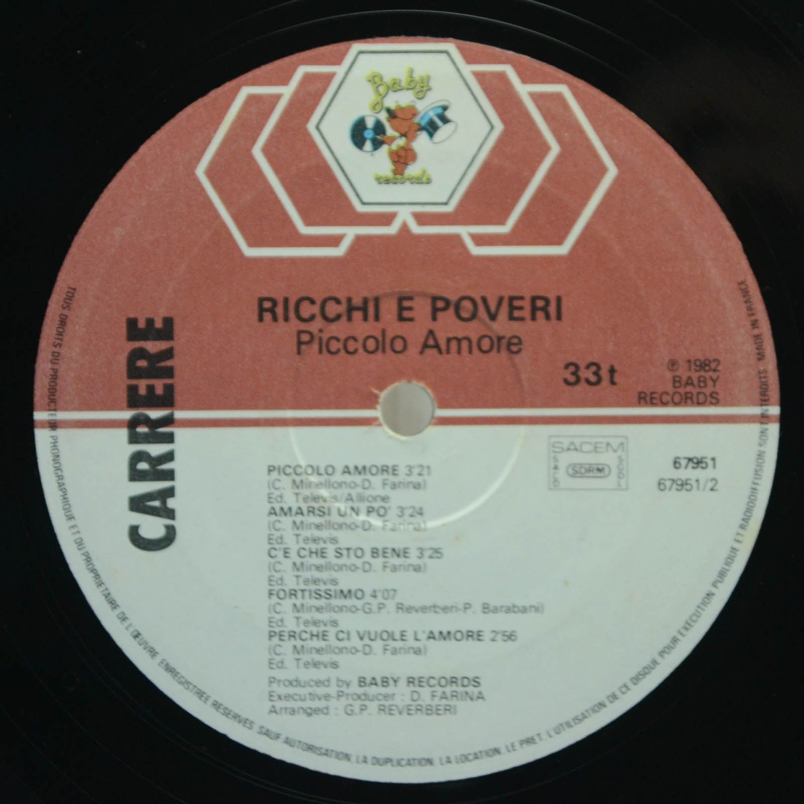 Виниловая пластинка Ricchi & Poveri — Piccolo Amore, 1982
