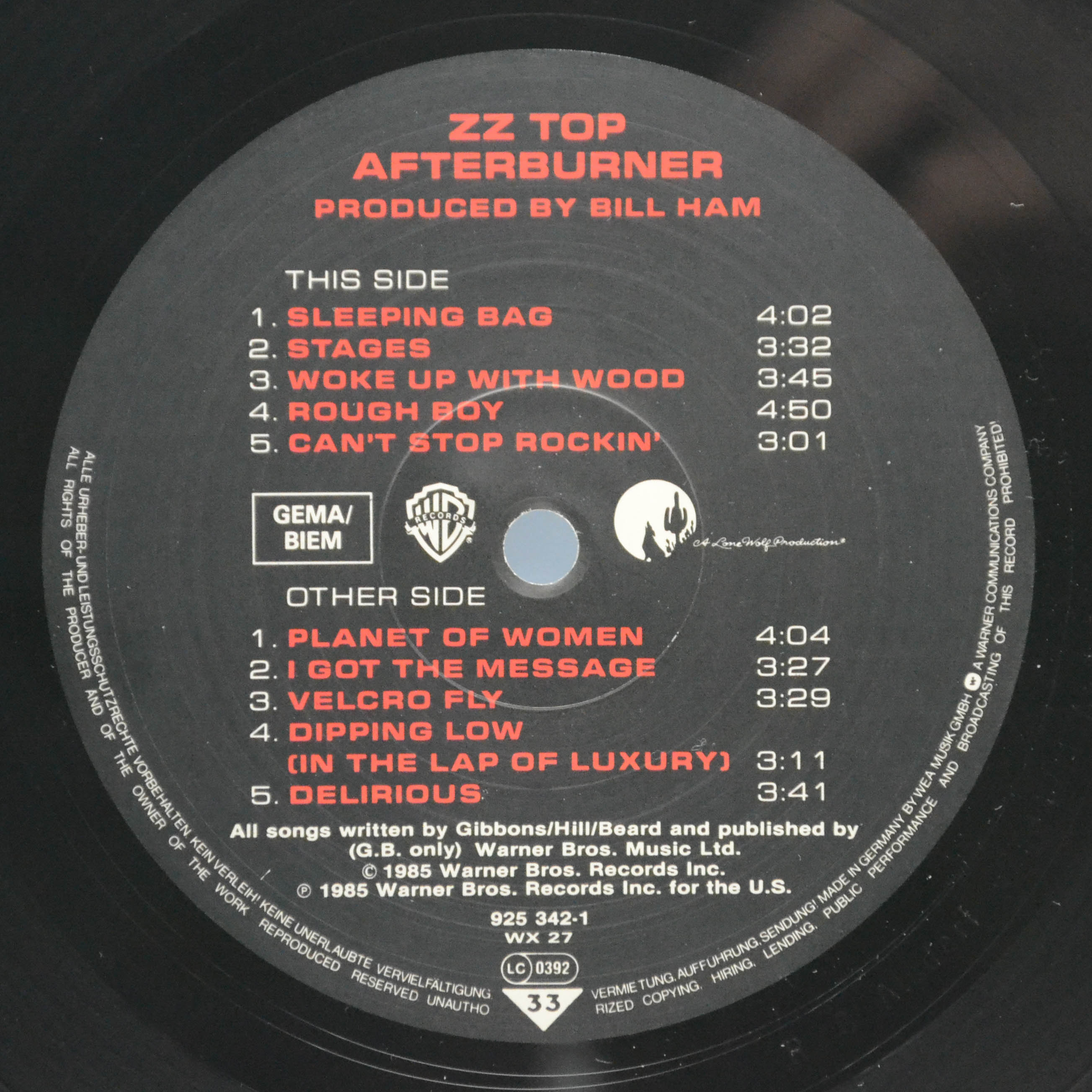 ZZ Top — Afterburner, 1985