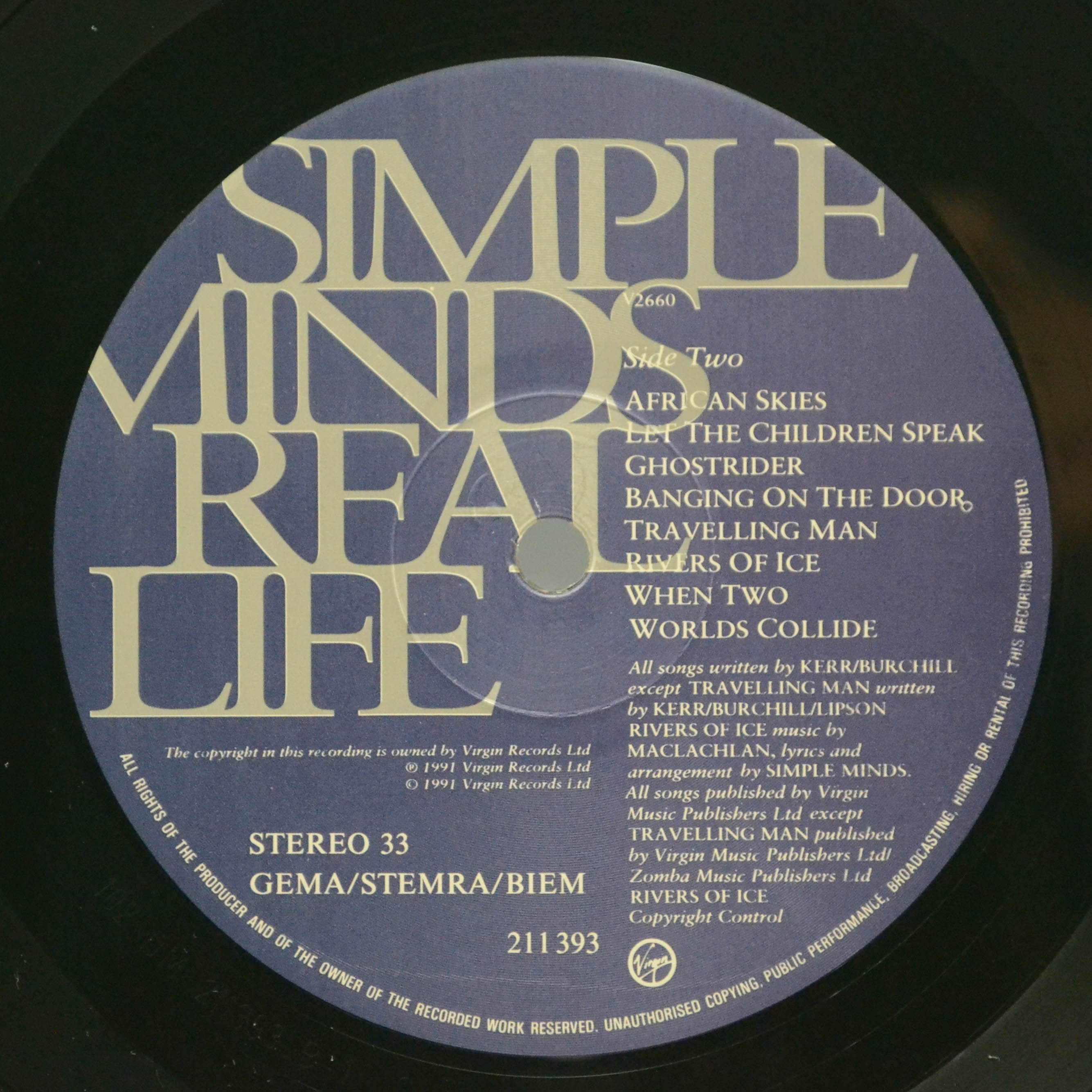 Виниловая пластинка Simple Minds — Real Life, 1991
