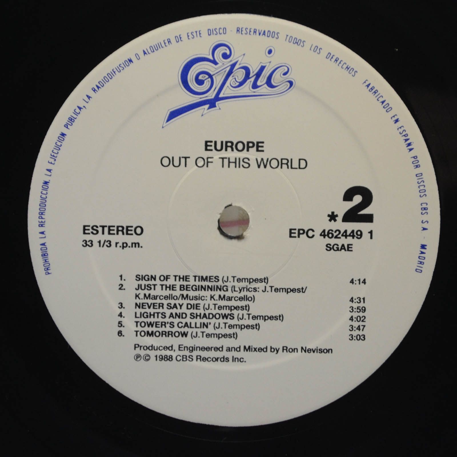 Europe — Out Of This World, 1988