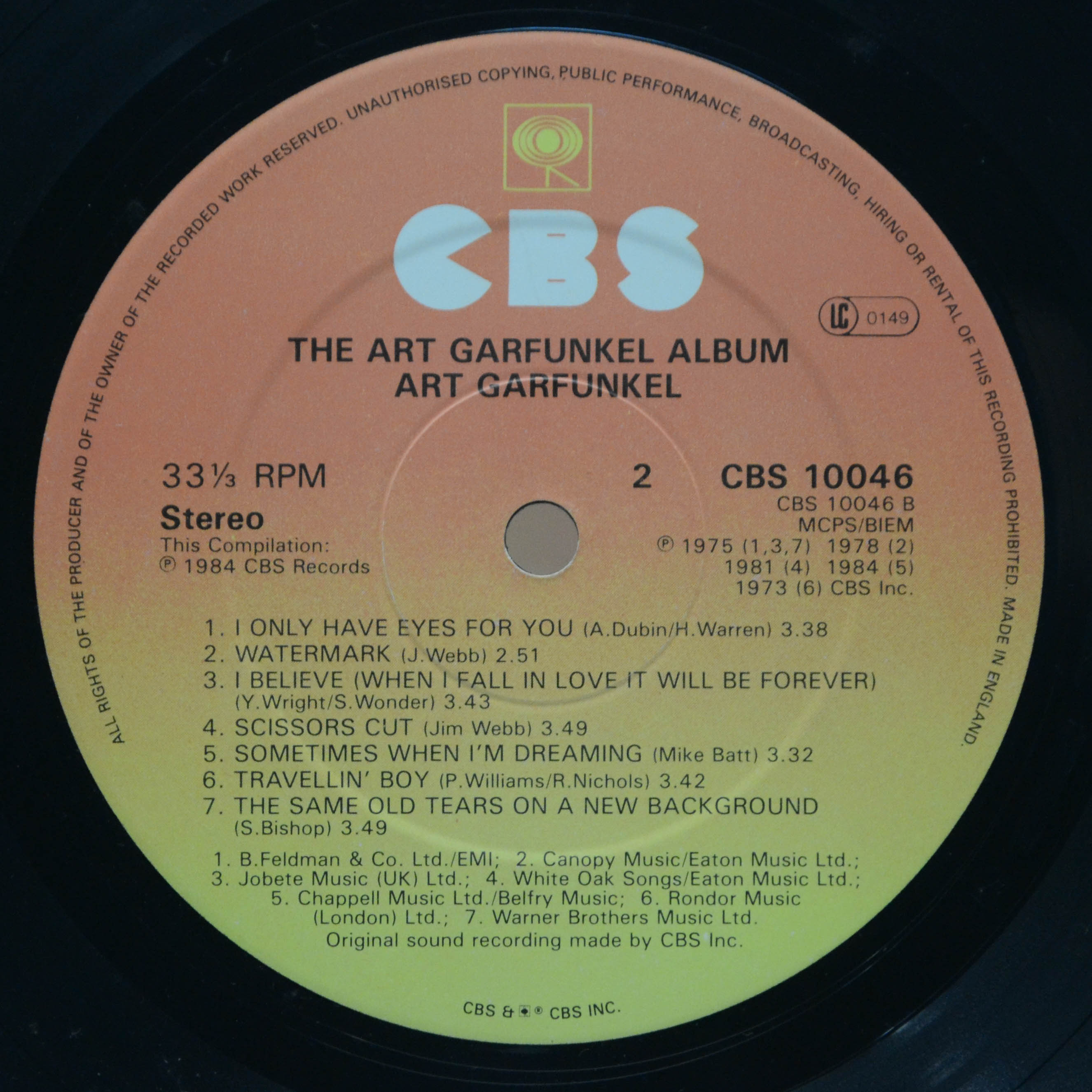 Art Garfunkel — The Art Garfunkel Album (UK), 1984
