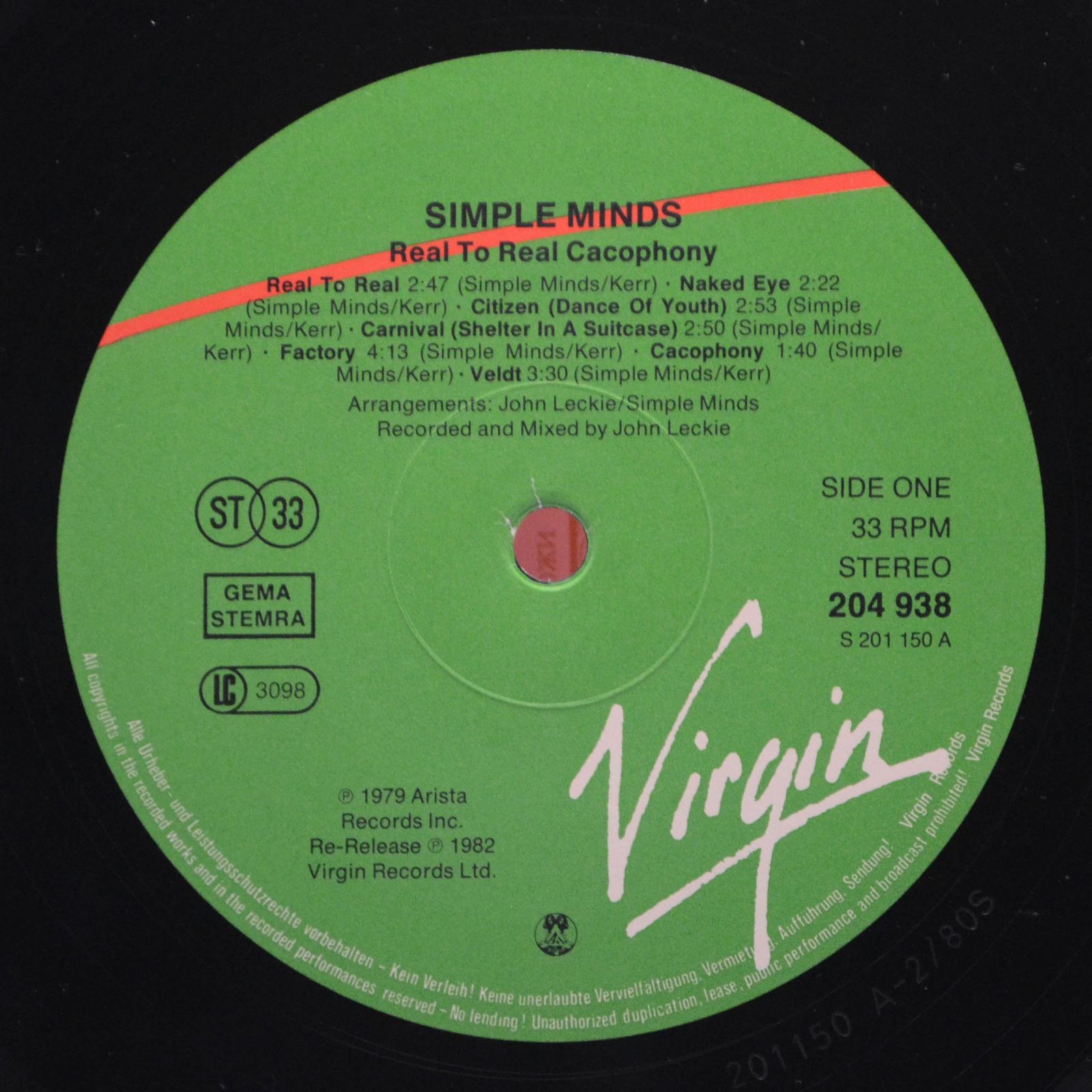 Виниловая пластинка Simple Minds — Real To Real Cacophony, 1982