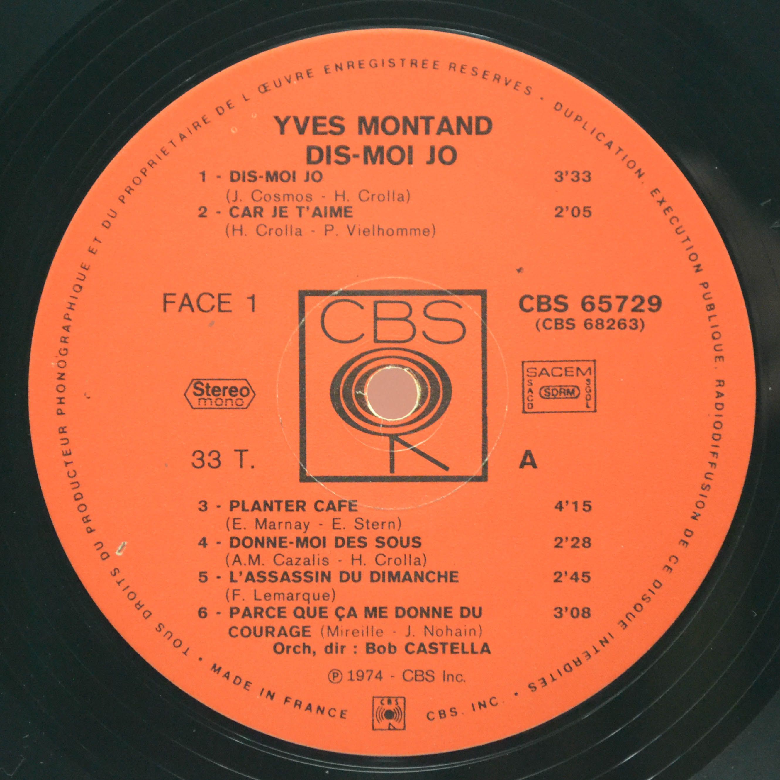 Yves Montand — Dis-Moi Jo (2LP, France), 1974
