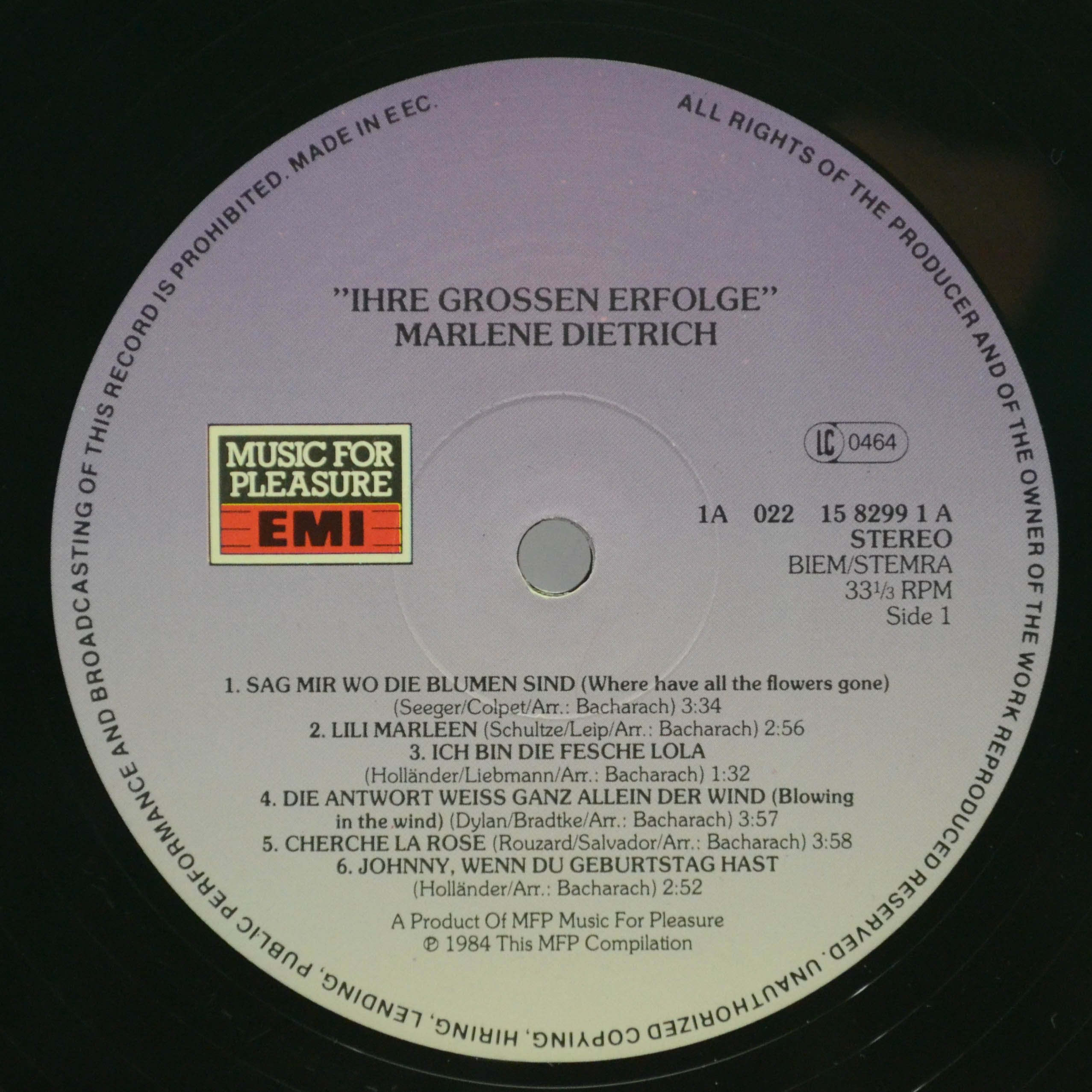Виниловая пластинка Marlene Dietrich — Ihre Grossen Erfolge, 1984