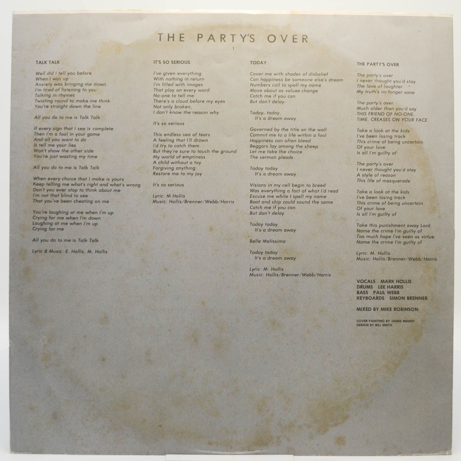 Виниловая пластинка Talk Talk — The Party's Over, 1982