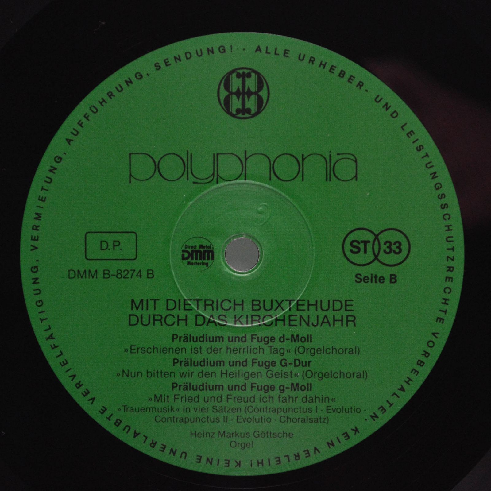 Виниловая пластинка Mit Dietrich Buxtehude — Durch Das Kirchenjahr, 1973