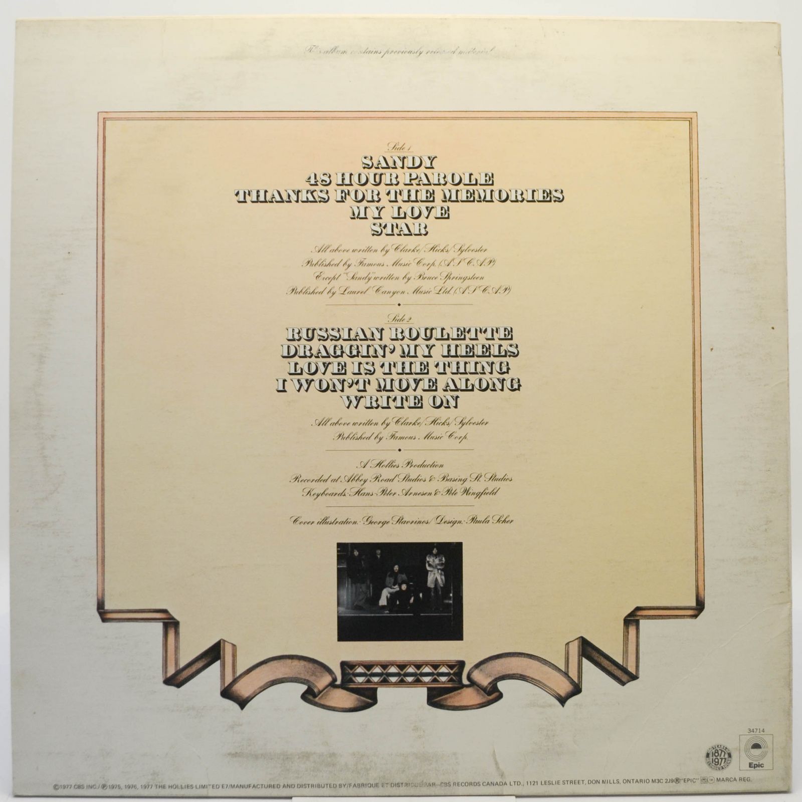 Hollies — Clarke, Hicks, Sylvester, Calvert, Elliott, 1977