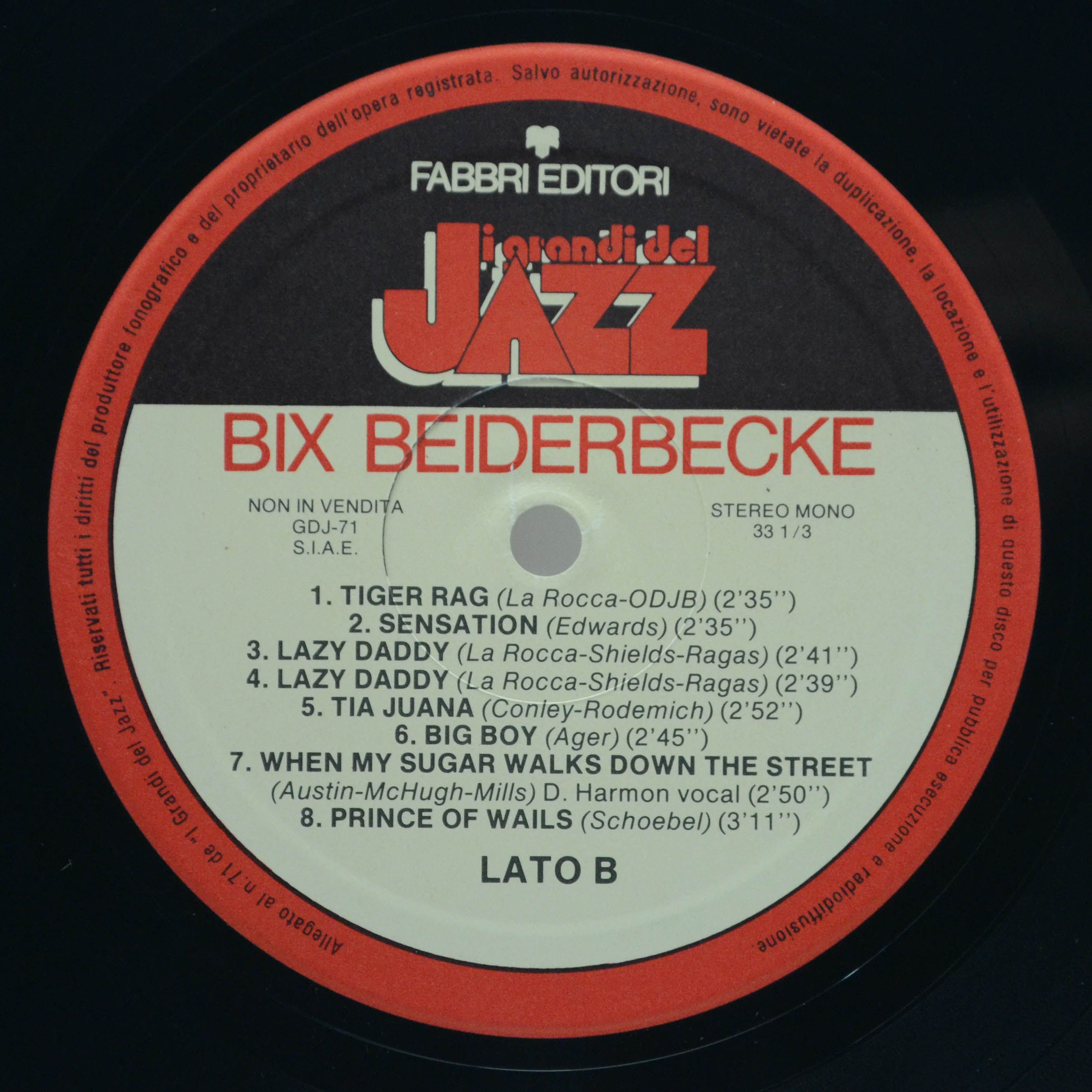 Виниловая пластинка Bix Beiderbecke — Bix Beiderbecke (booklet), 1982