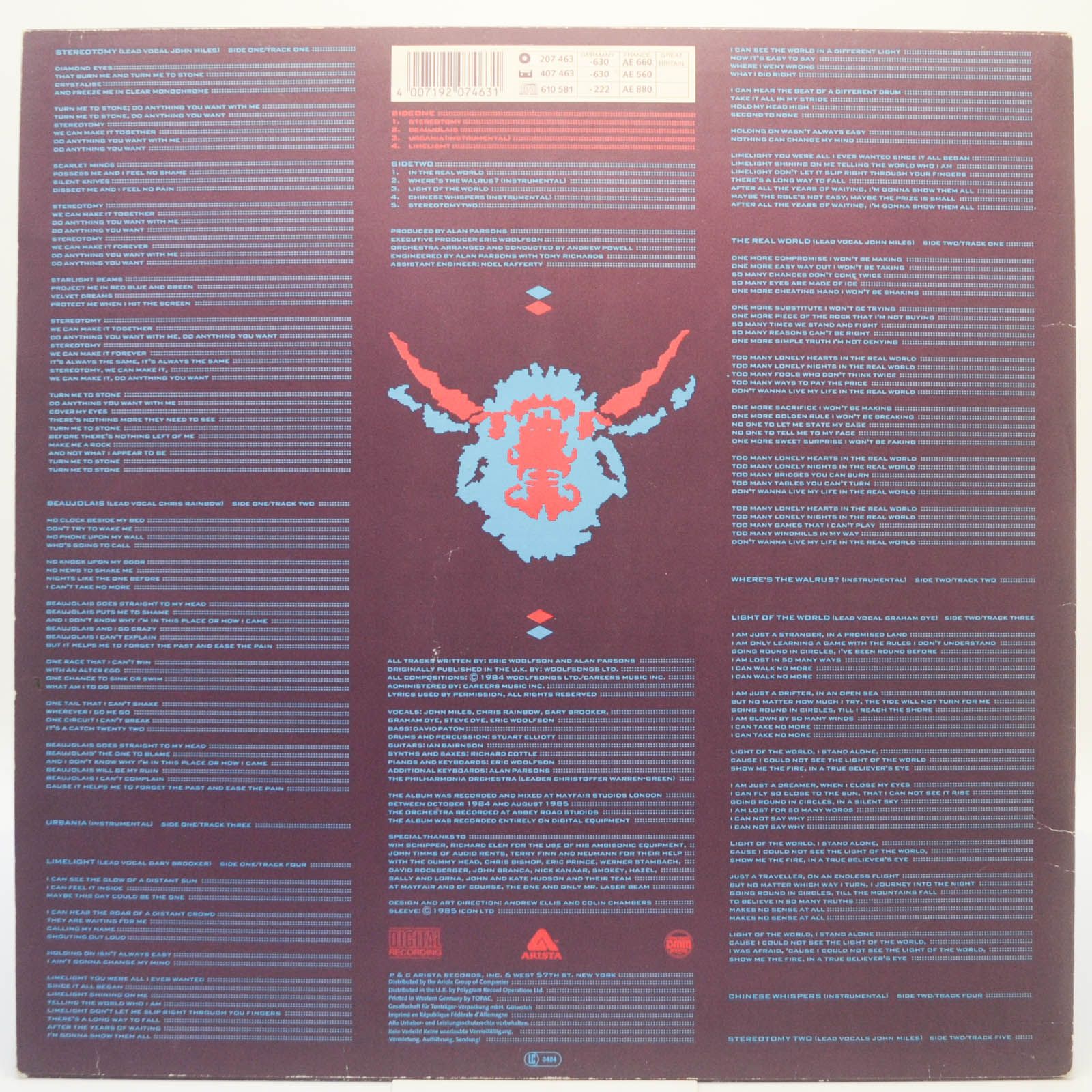 Виниловая пластинка Alan Parsons Project — Stereotomy, 1985