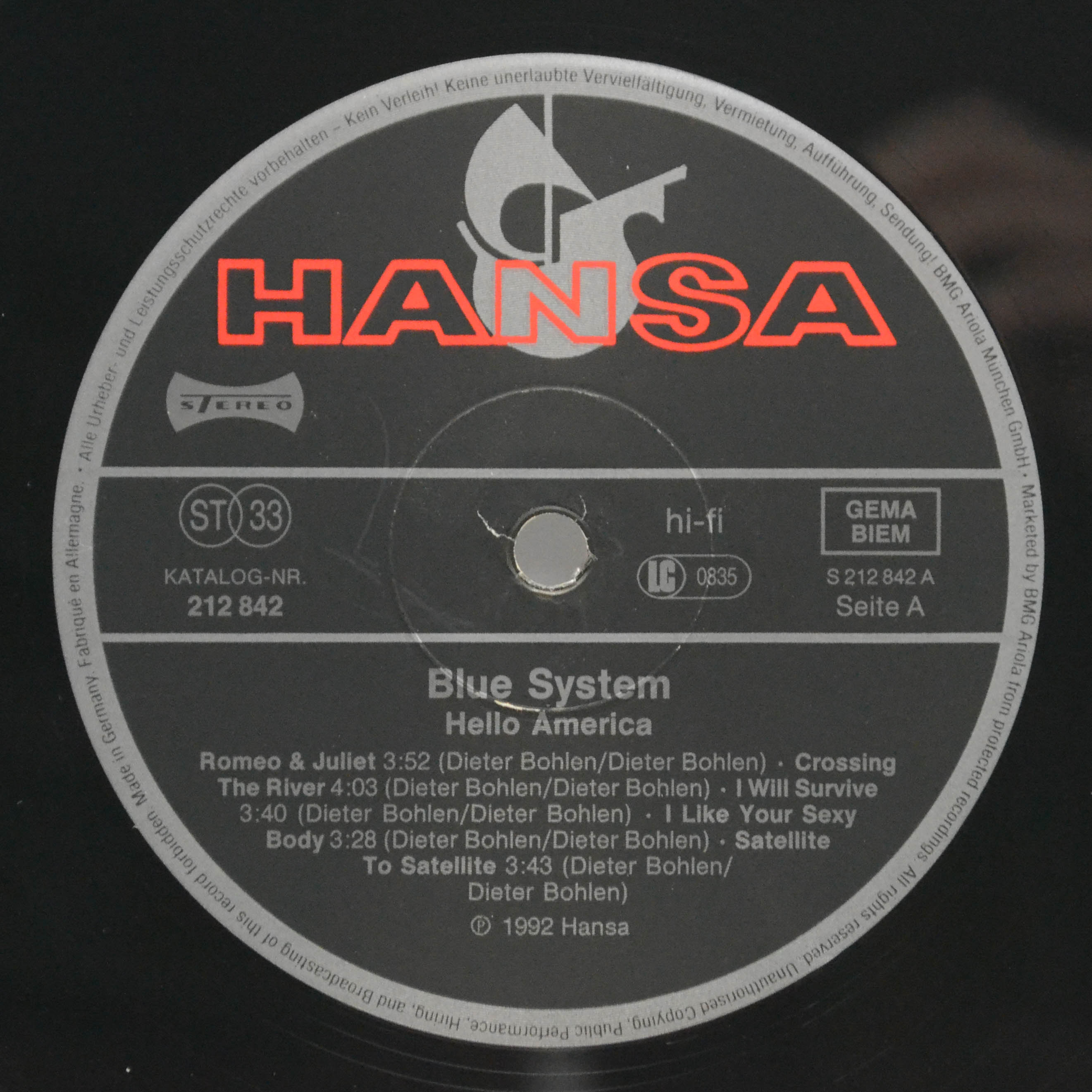 Blue System — Hello America, 1992