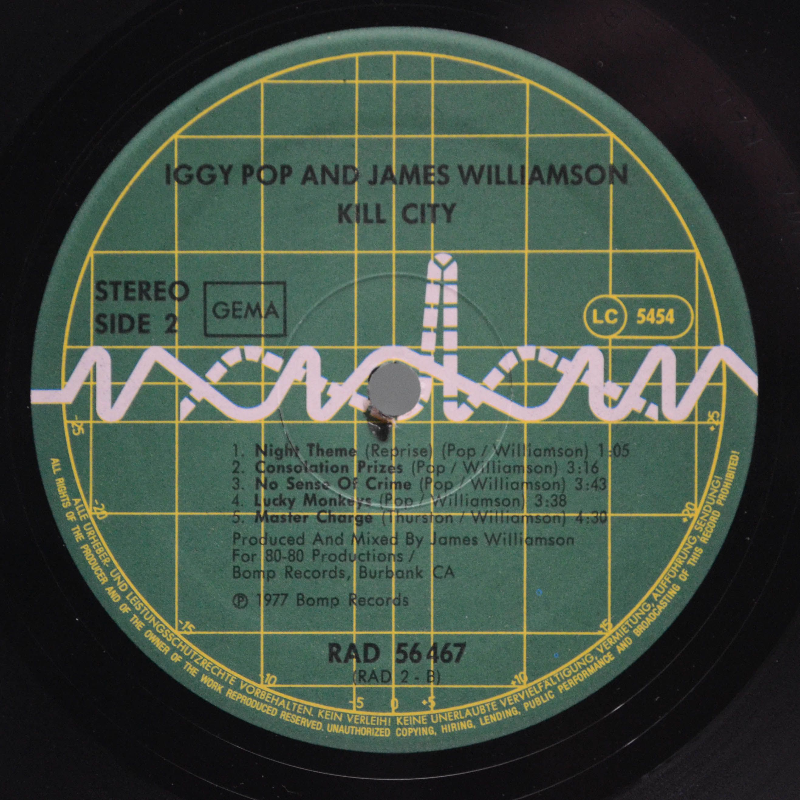 Виниловая пластинка Iggy Pop & James Williamson — Kill City, 1977