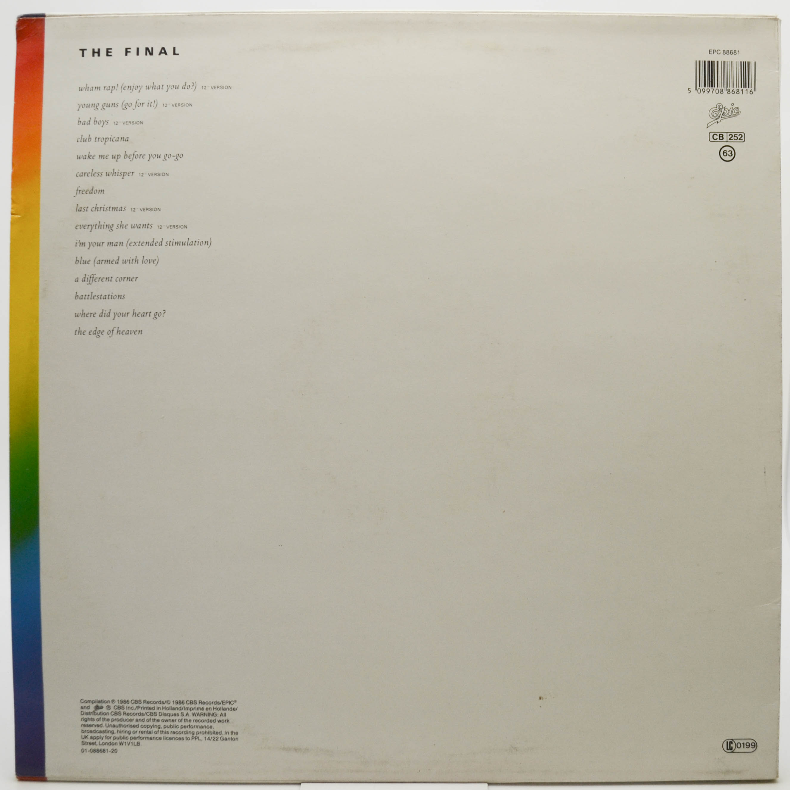 Виниловая пластинка Wham! — The Final (2LP), 1986
