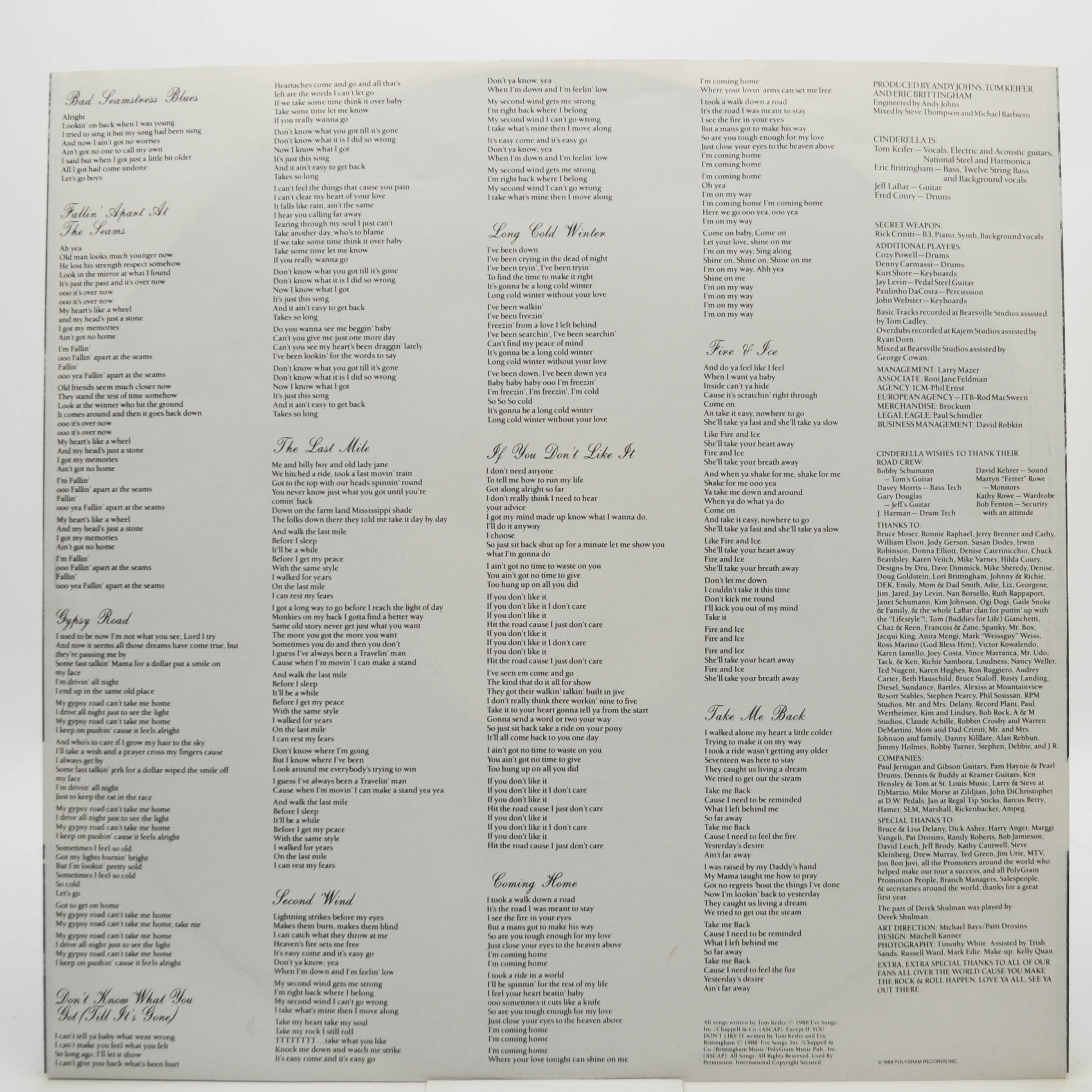 Cinderella — Long Cold Winter, 1988