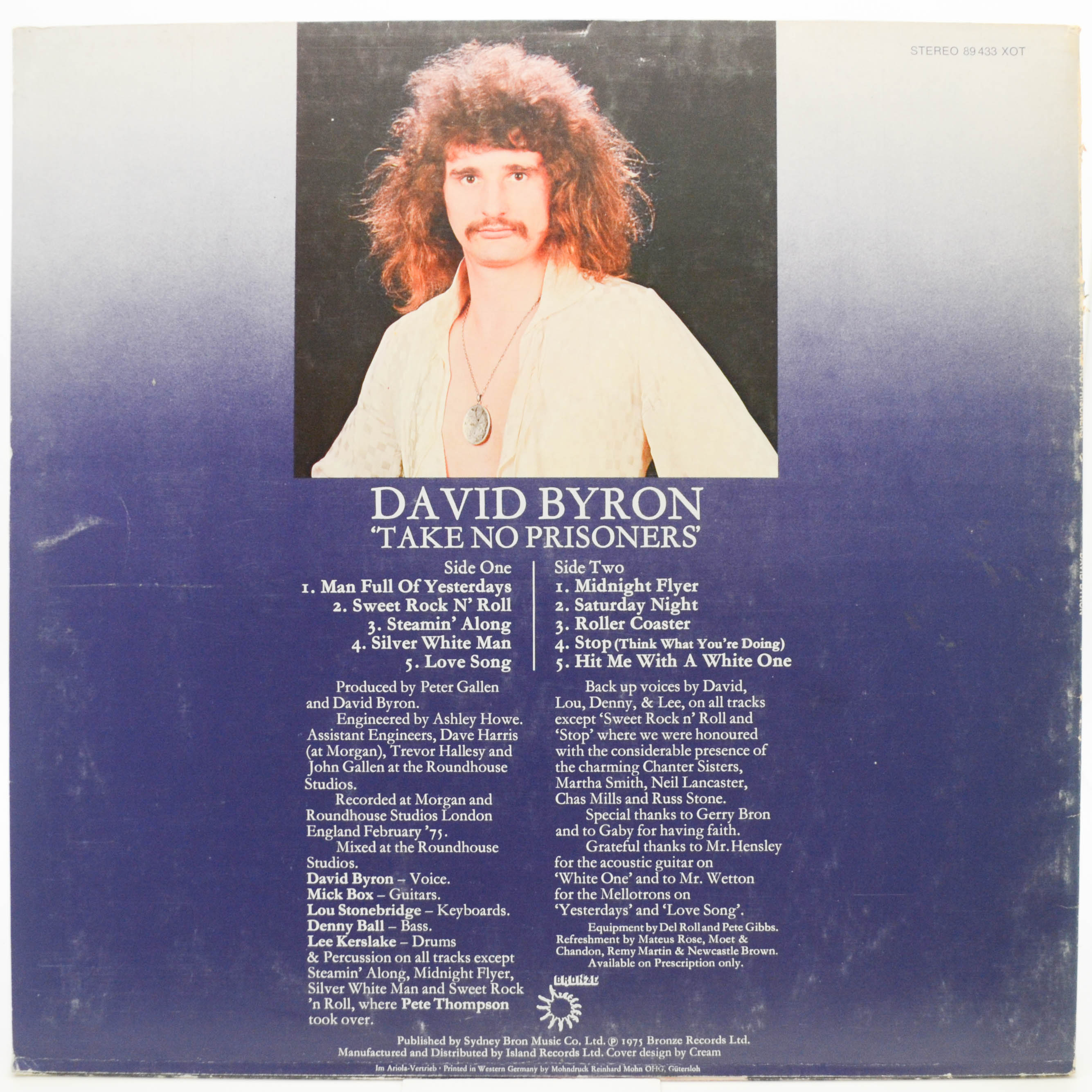 Виниловая пластинка David Byron — Take No Prisoners, 1975
