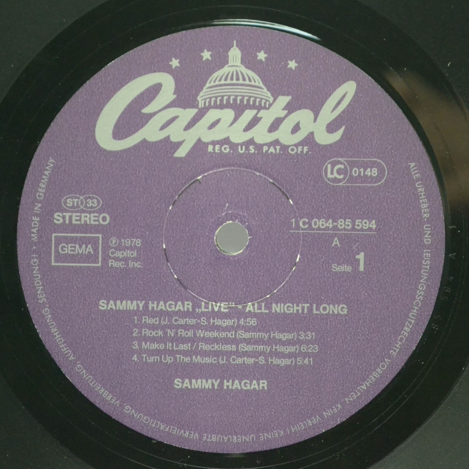 Виниловая пластинка Sammy Hagar — All Night Long, 1978