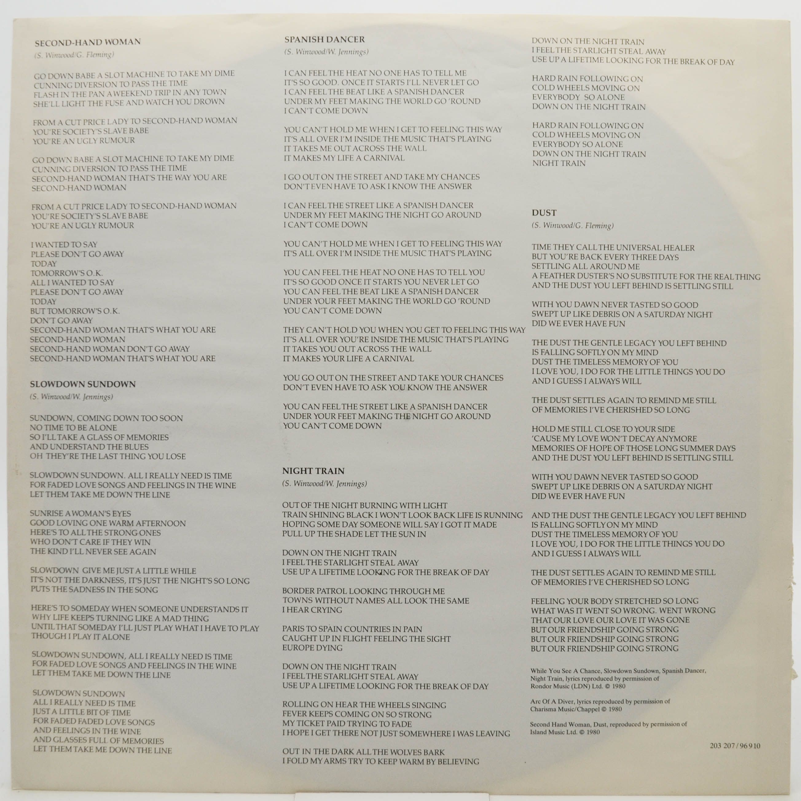 Виниловая пластинка Steve Winwood — Arc Of A Diver, 1980