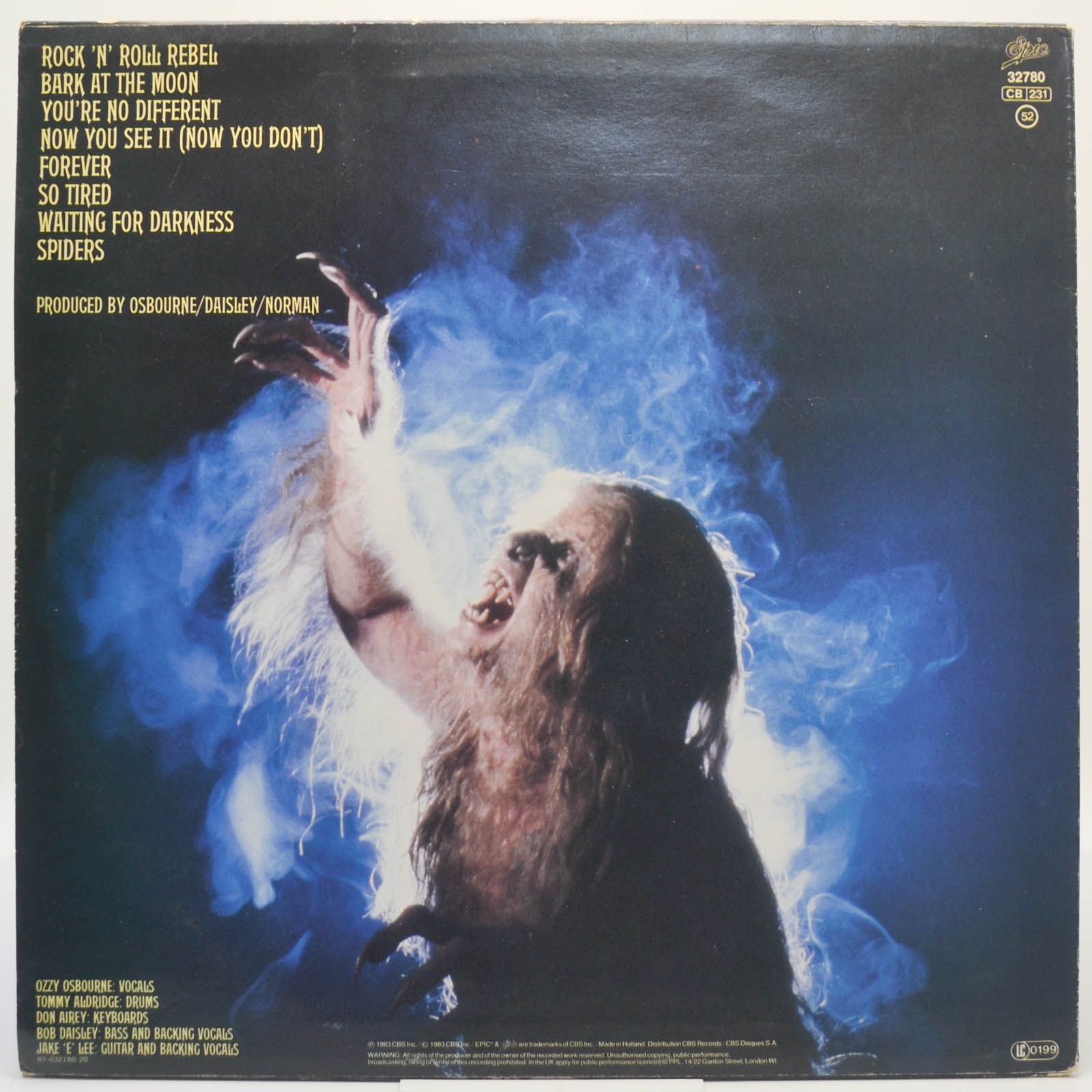 Виниловая пластинка Ozzy Osbourne — Bark At The Moon, 1983