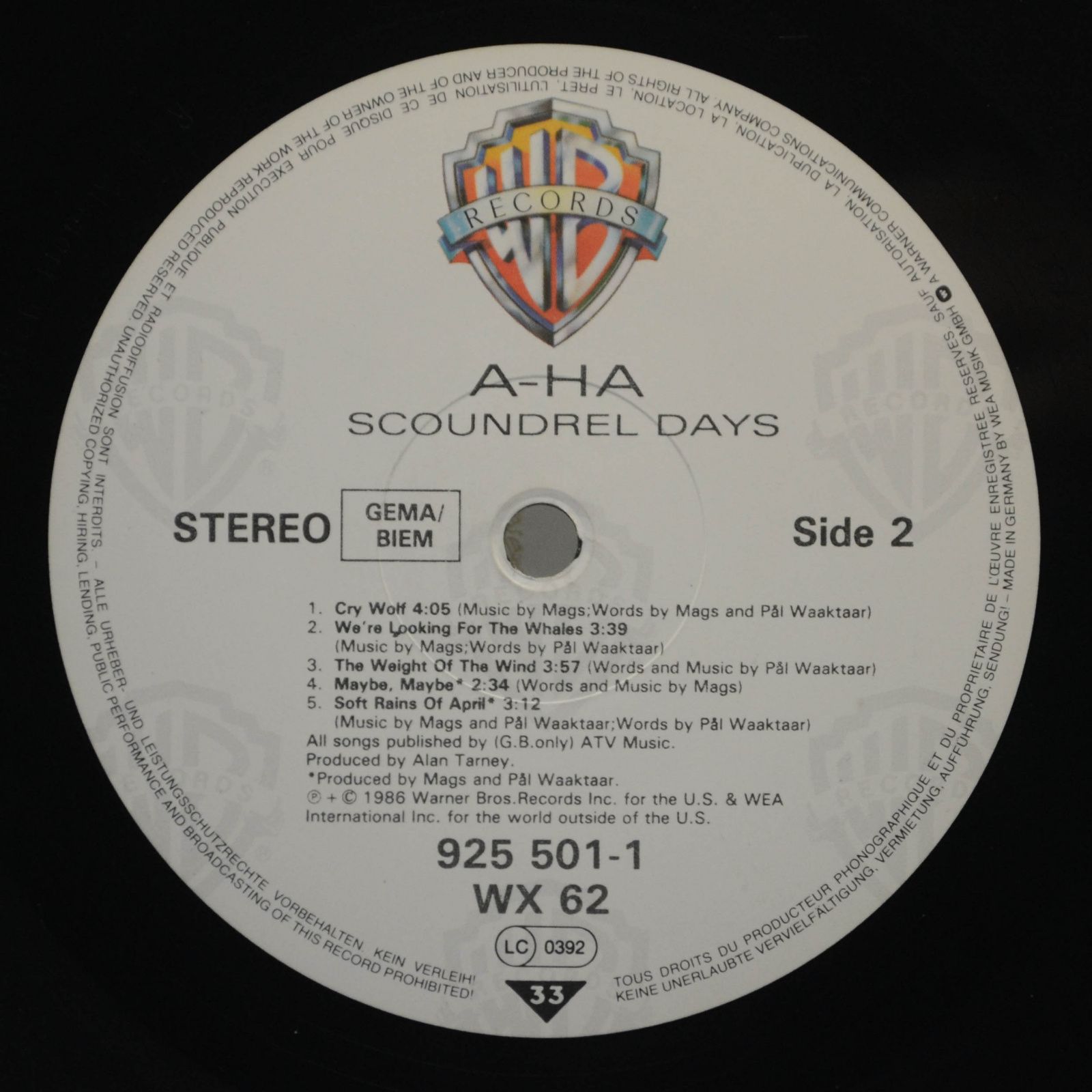 a-ha — Scoundrel Days, 1986