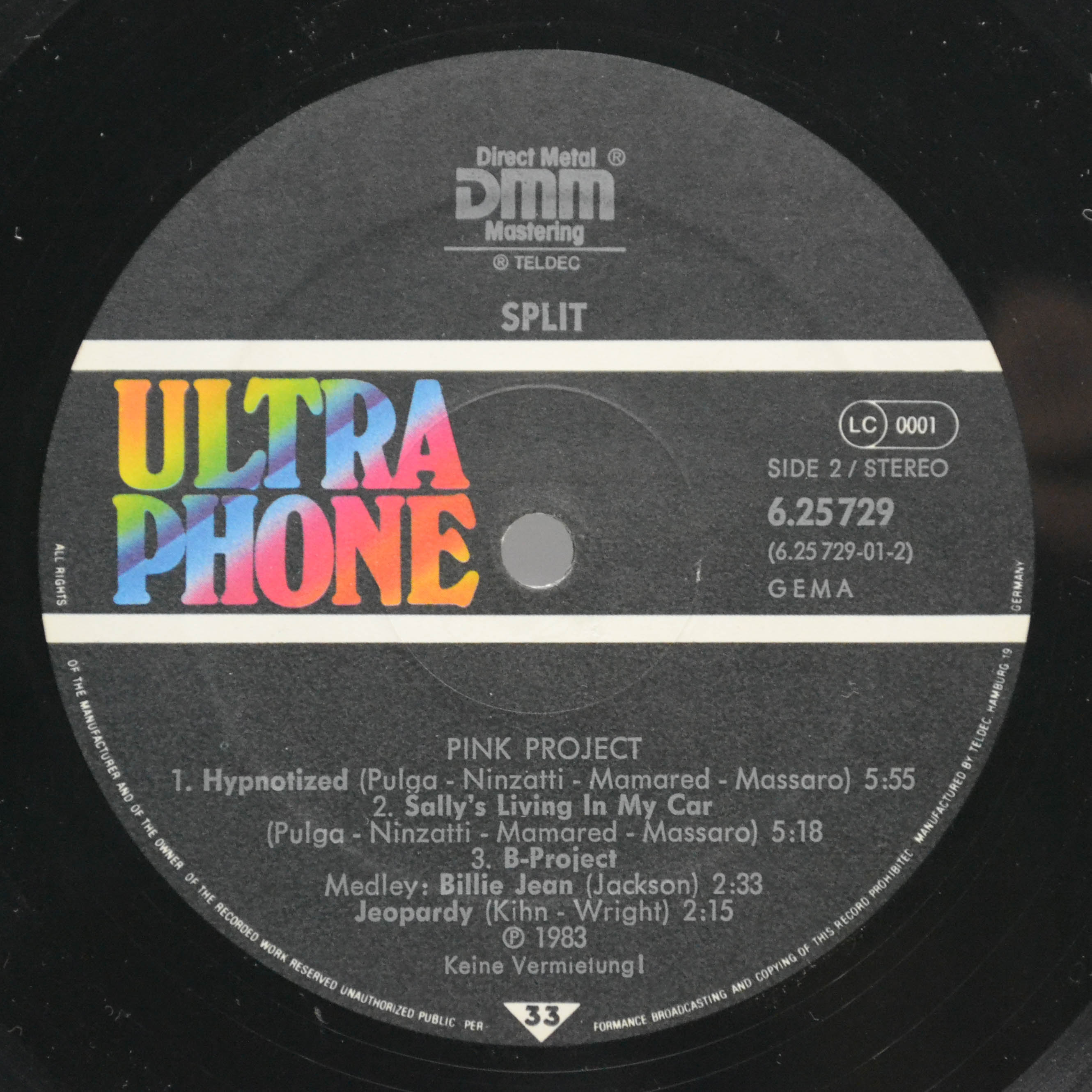 Виниловая пластинка Pink Project — Split, 1983