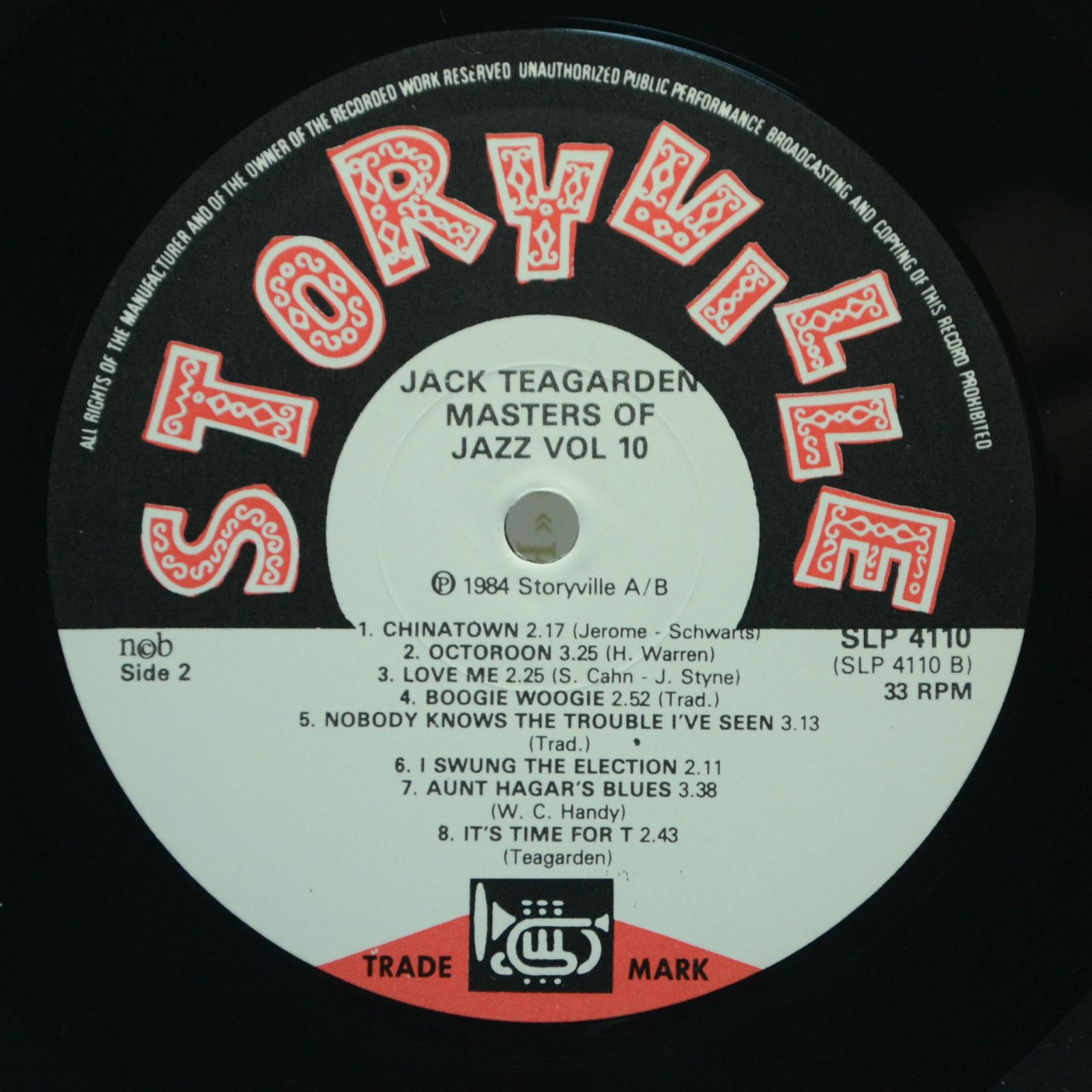 Виниловая пластинка Jack Teagarden — Master Of Jazz, 1984