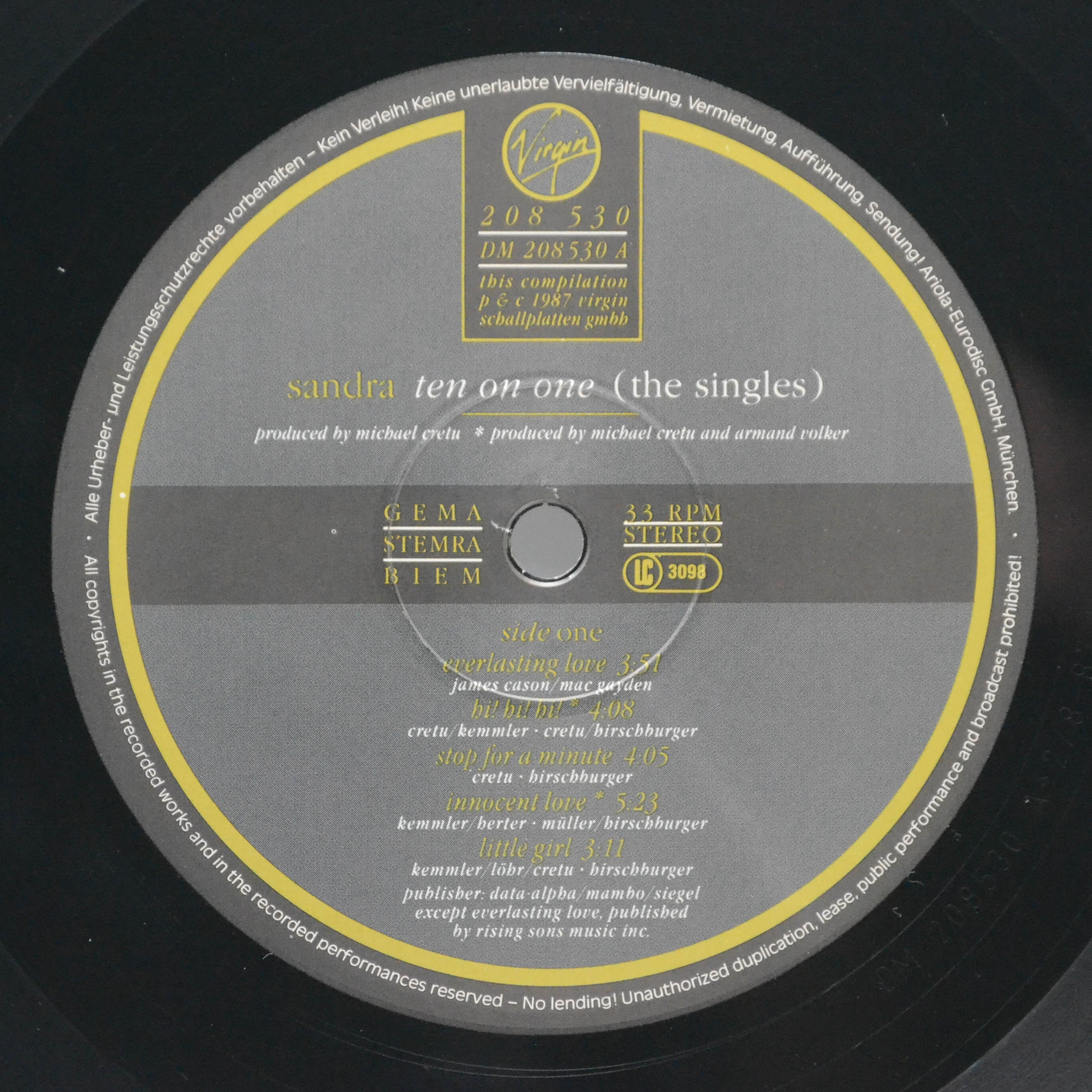 Sandra — Ten On One (The Singles), 1987