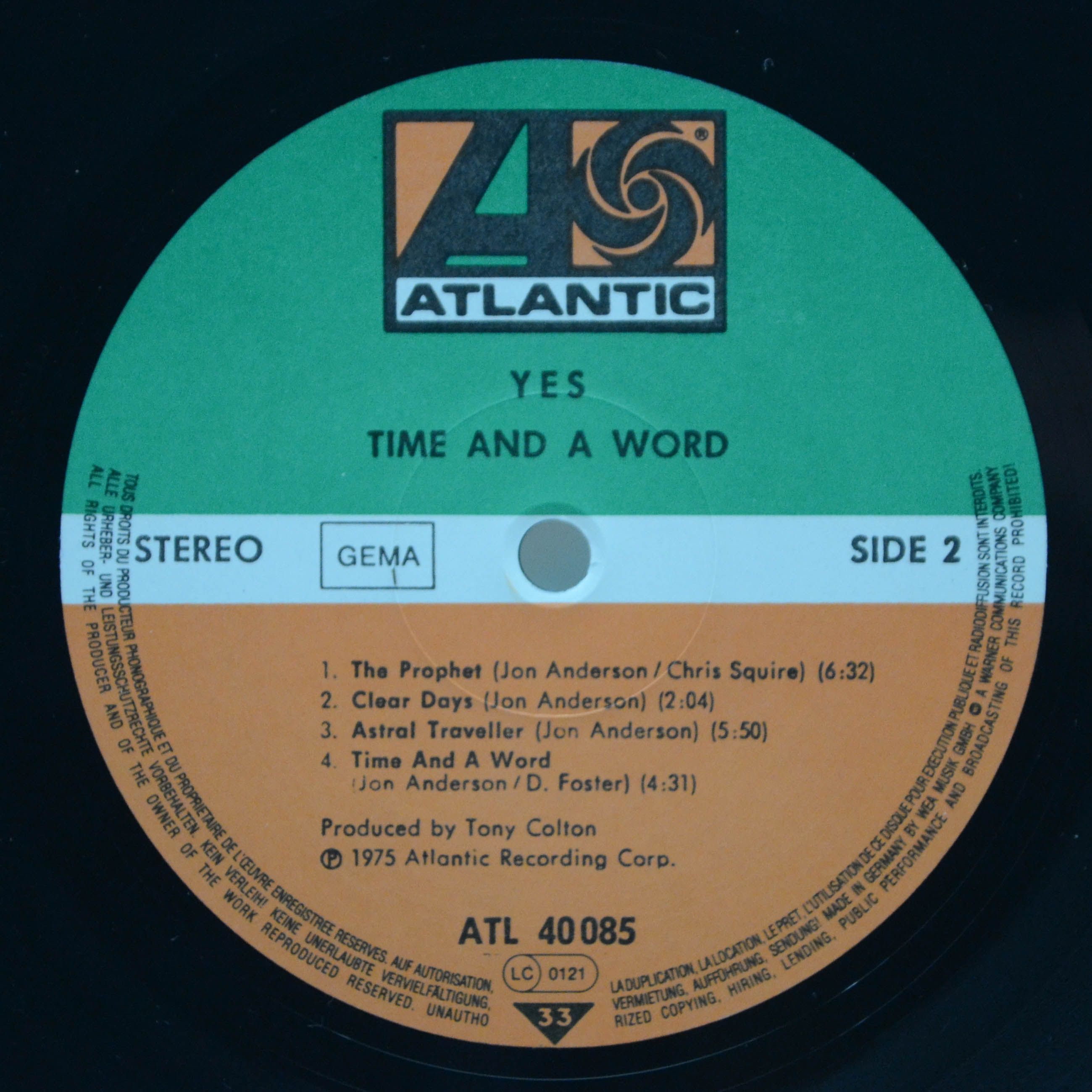 Виниловая пластинка Yes — Time And A Word, 1970