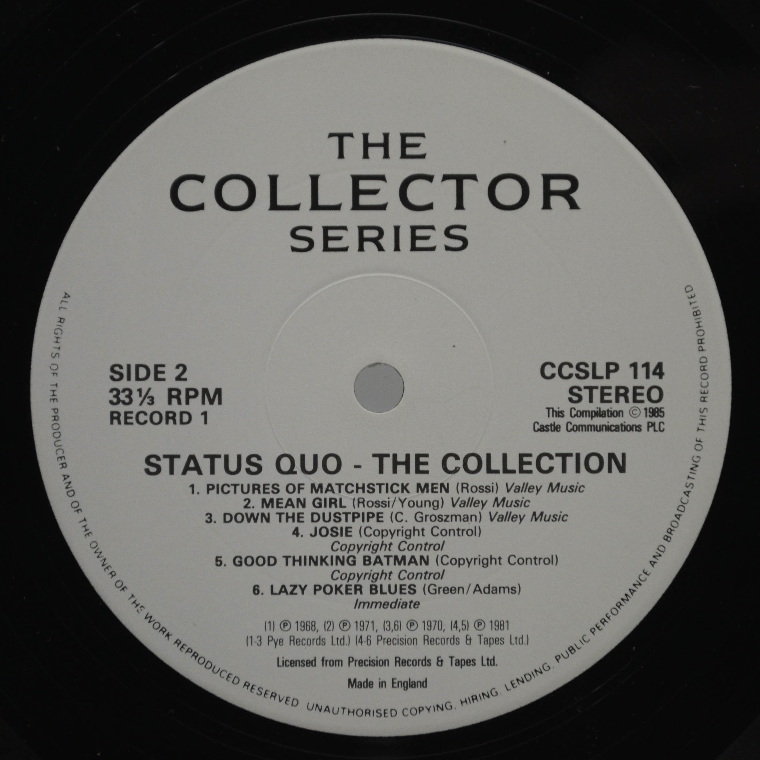 Виниловая пластинка Status Quo — The Collection (2LP, UK), 1987