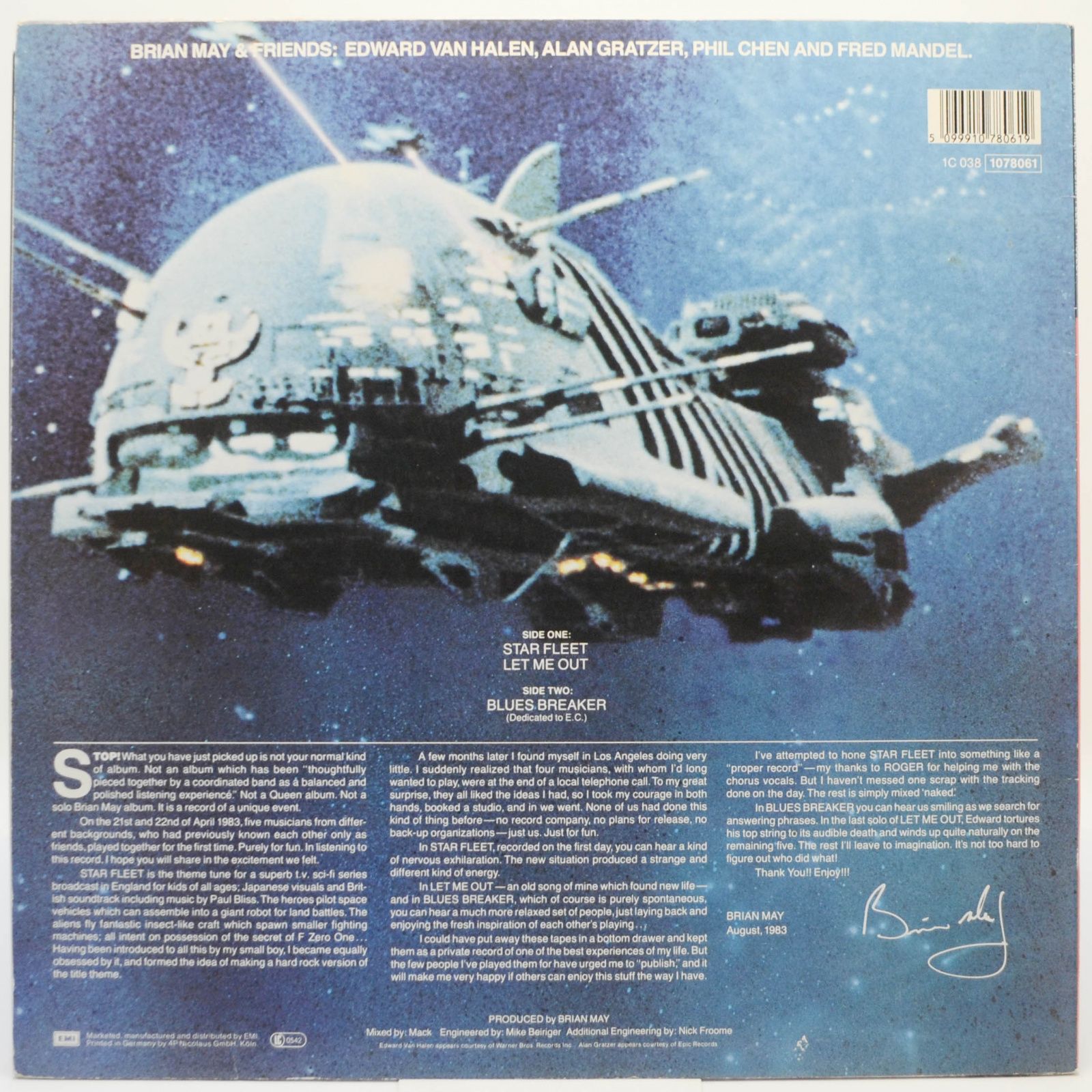 Виниловая пластинка Brian May + Friends — Star Fleet Project, 1983