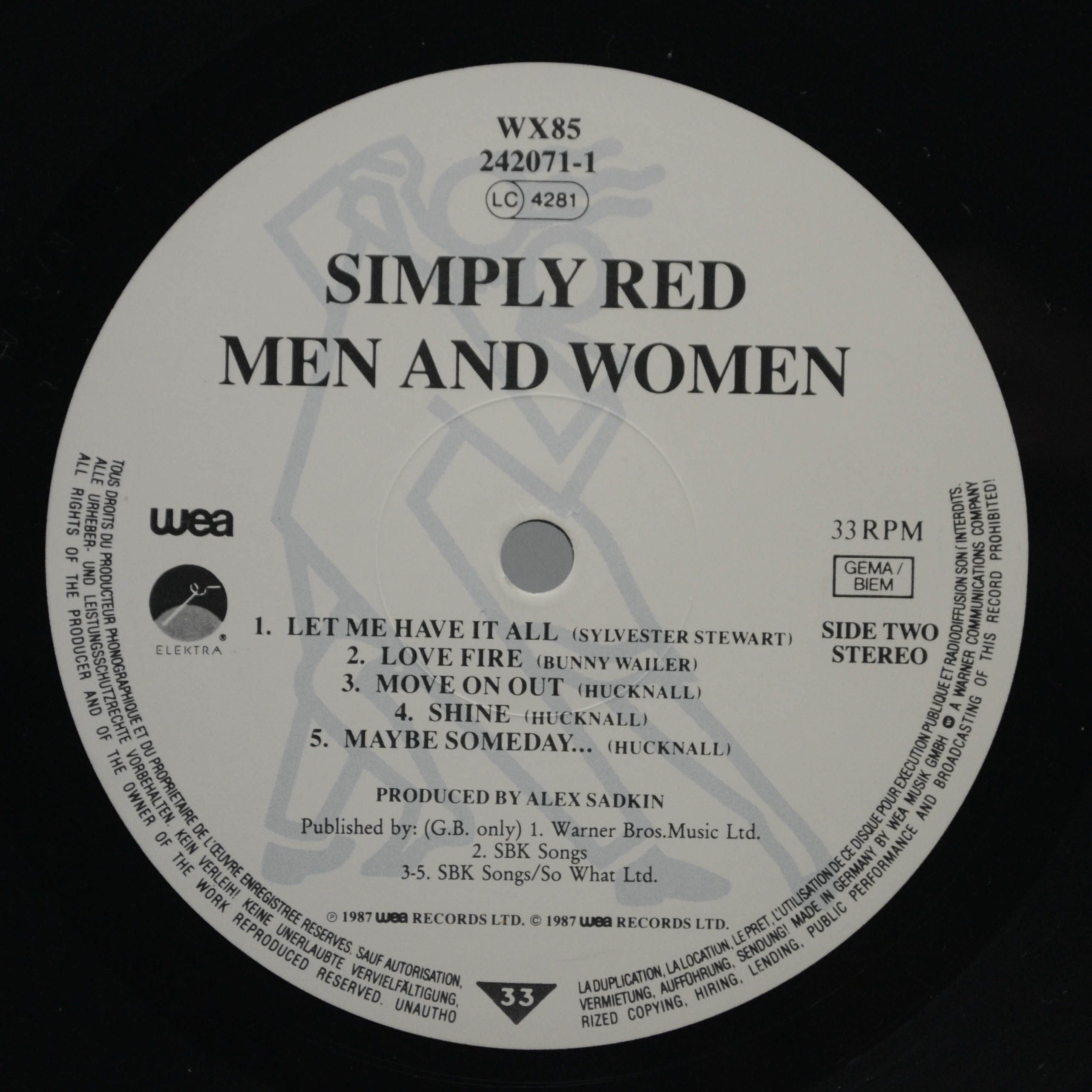 Виниловая пластинка Simply Red — Men And Women, 1987
