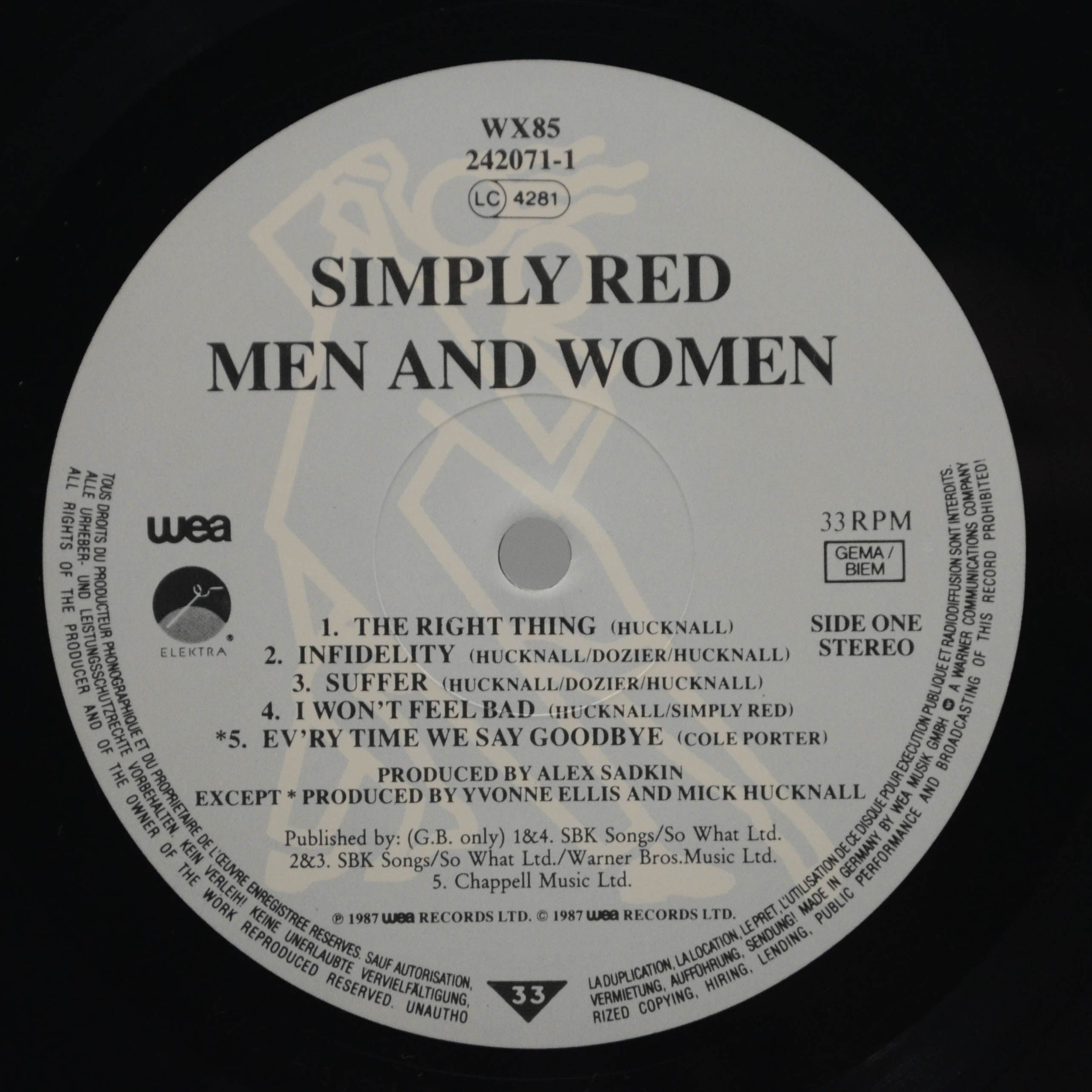 Виниловая пластинка Simply Red — Men And Women, 1987