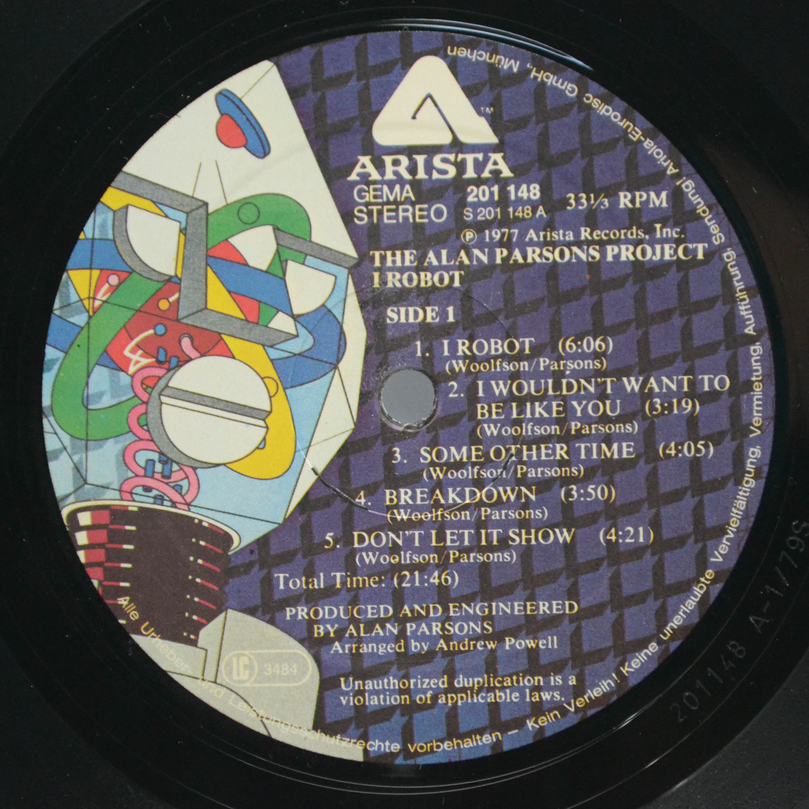 Виниловая пластинка Alan Parsons Project — I Robot, 1979