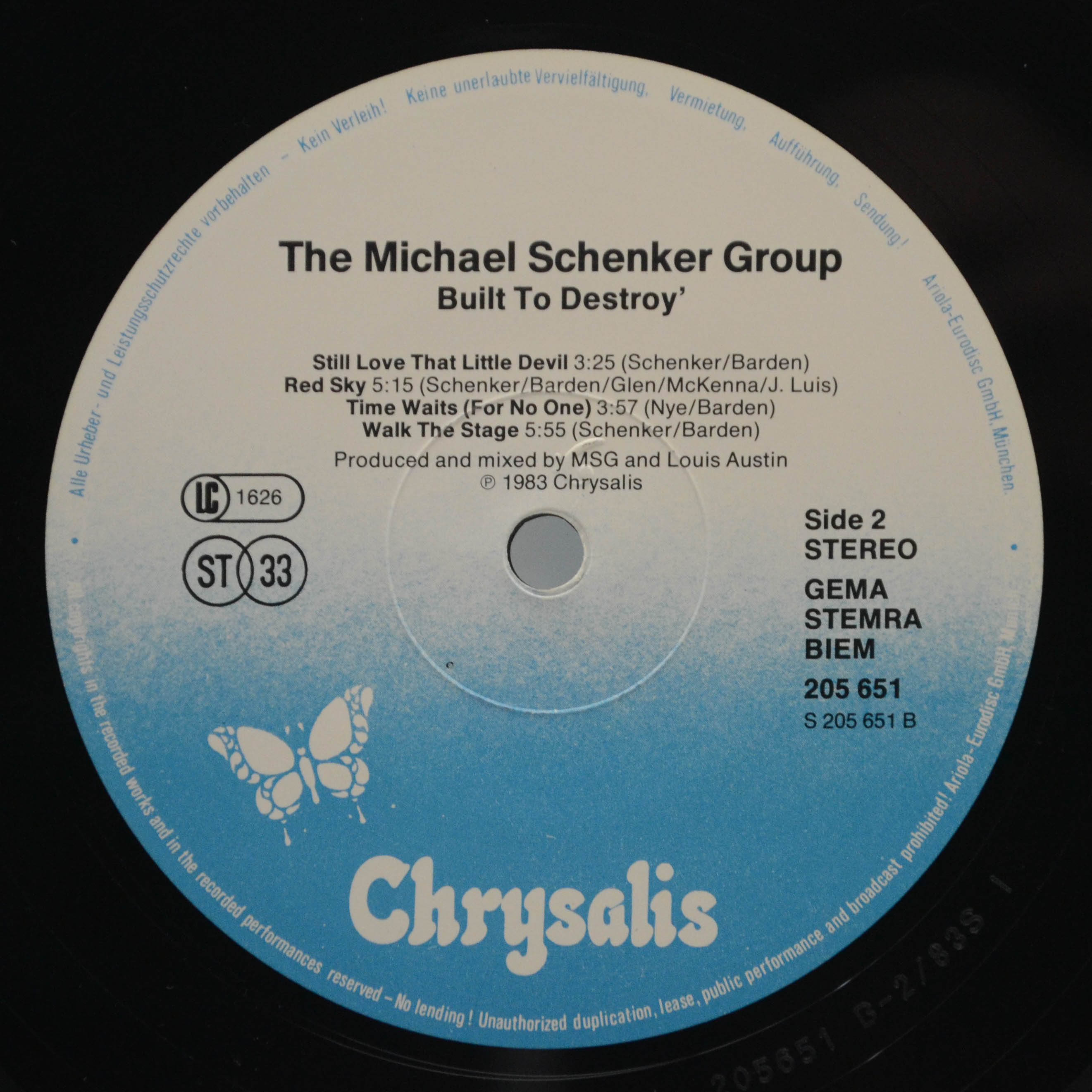 Виниловая пластинка Michael Schenker Group — Built To Destroy, 1983