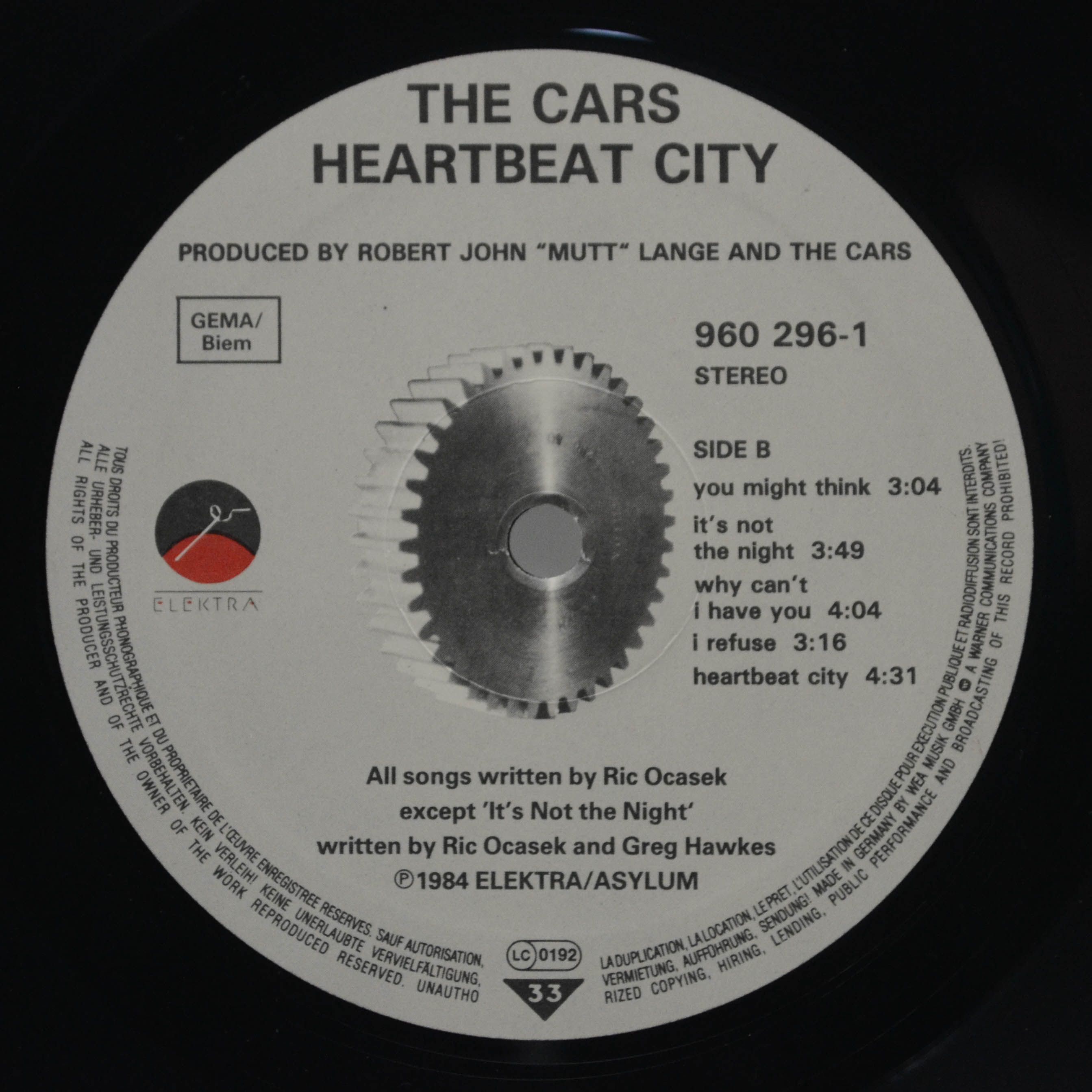 Виниловая пластинка Cars — Heartbeat City, 1984
