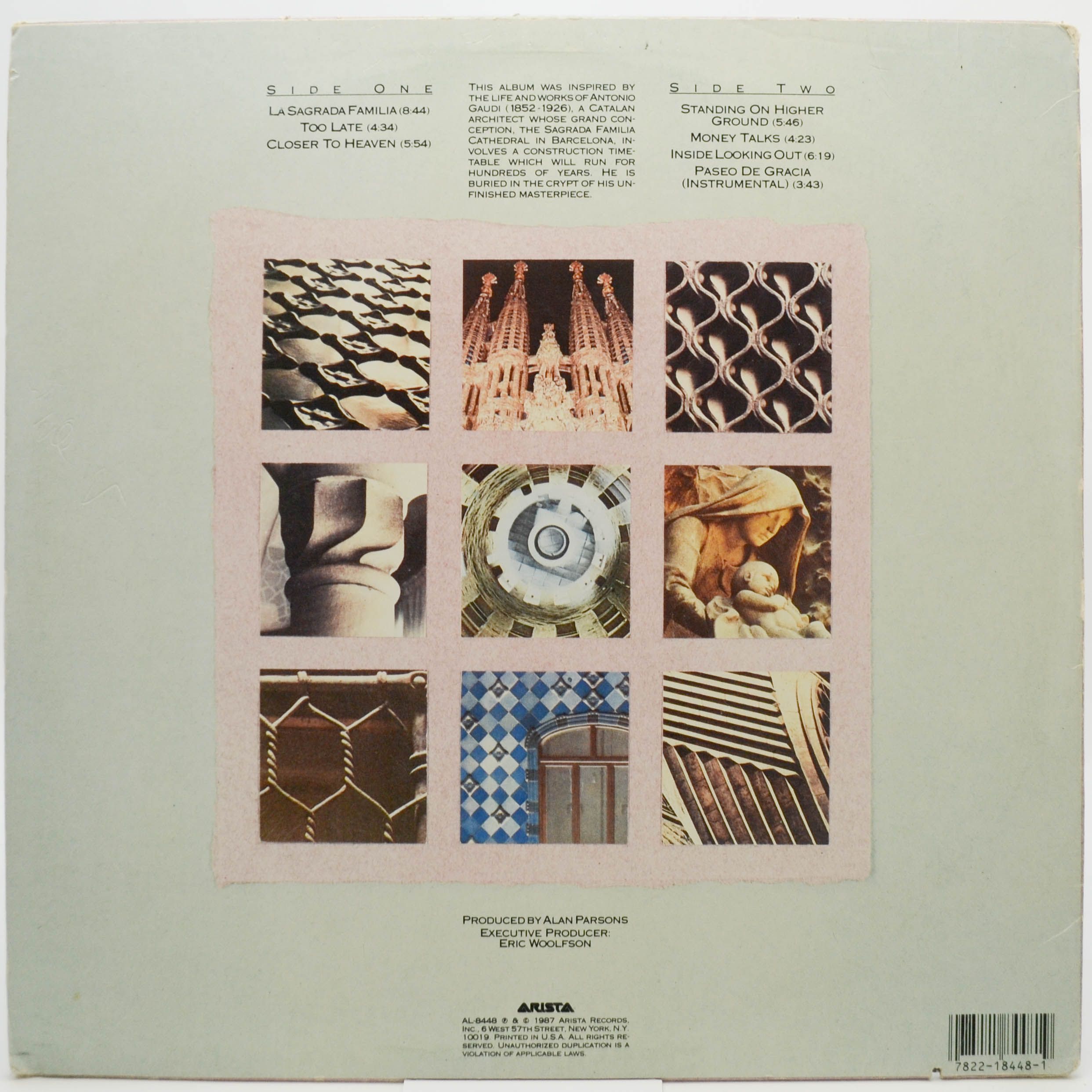 Виниловая пластинка Alan Parsons Project — Gaudi (USA), 1987