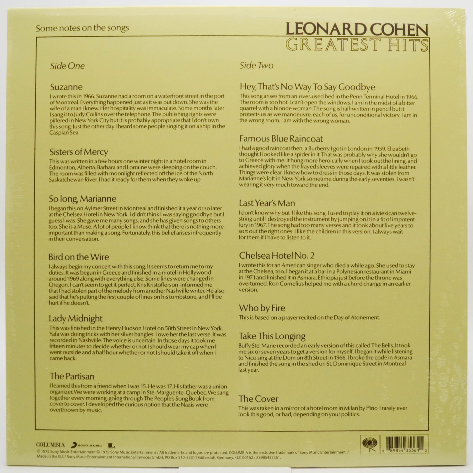 Leonard Cohen — Greatest Hits, 1975