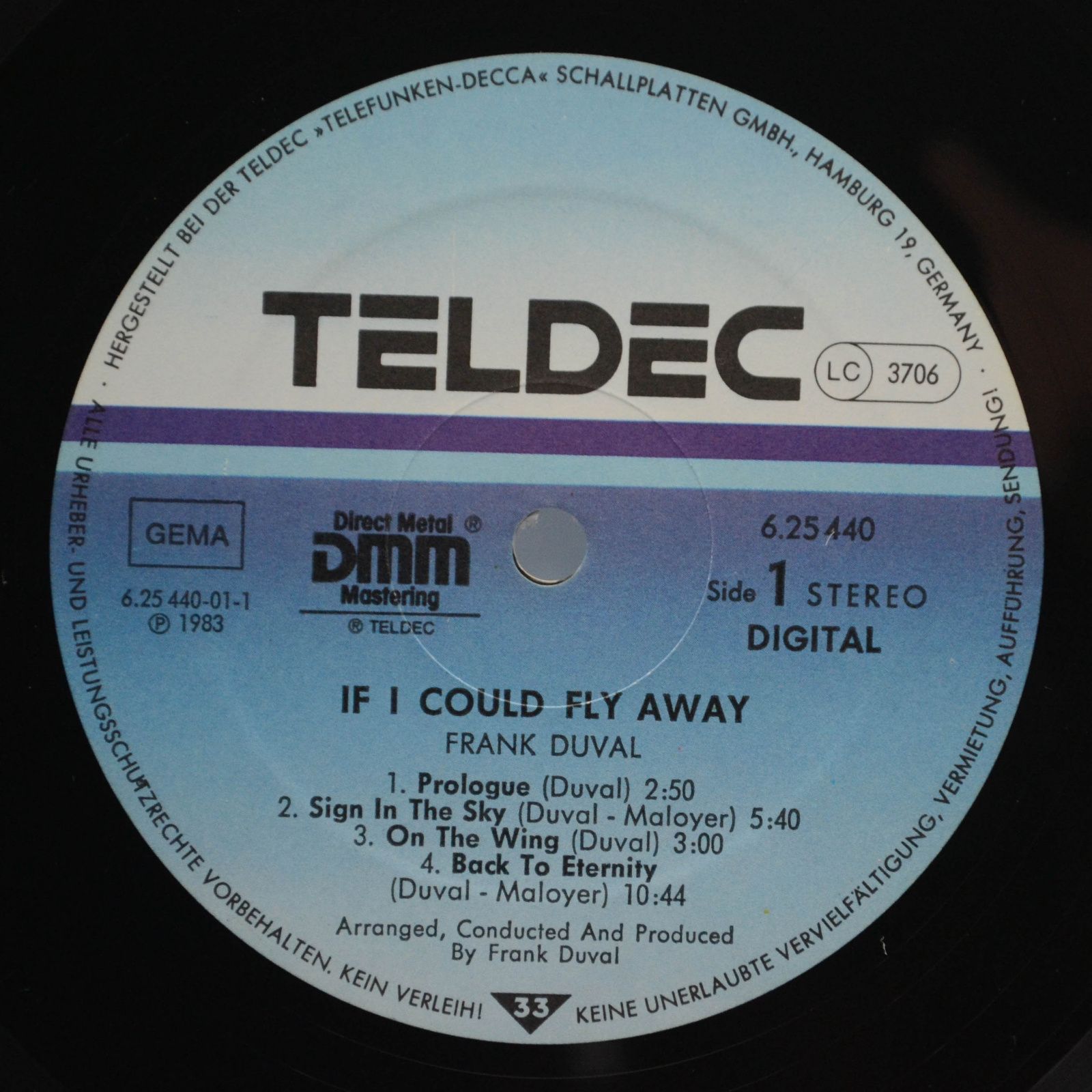 Виниловая пластинка Frank Duval — If I Could Fly Away, 1983