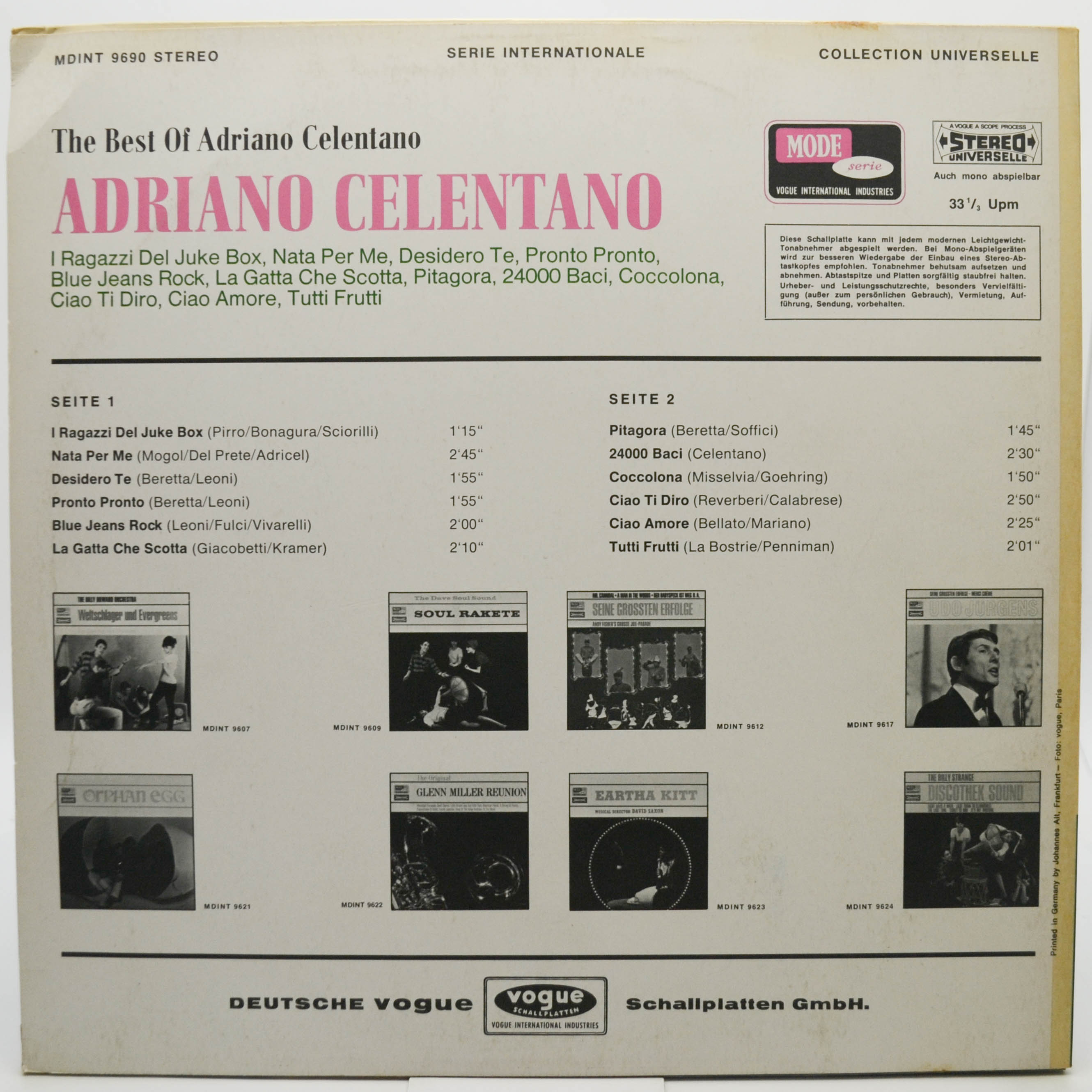 Виниловая пластинка Adriano Celentano — The Best Of Adriano Celentano, 1967