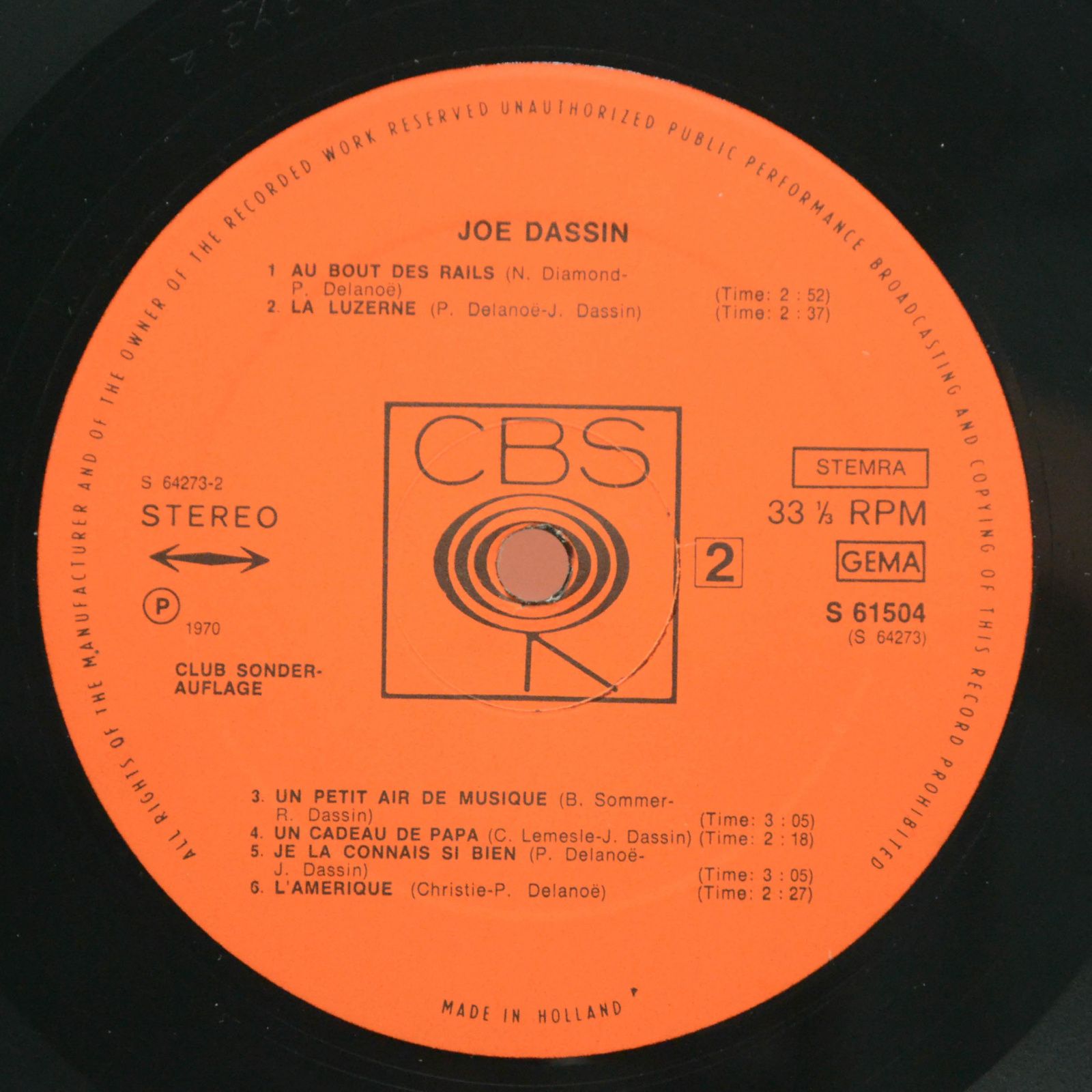 Виниловая пластинка Joe Dassin — Joe Dassin, 1970