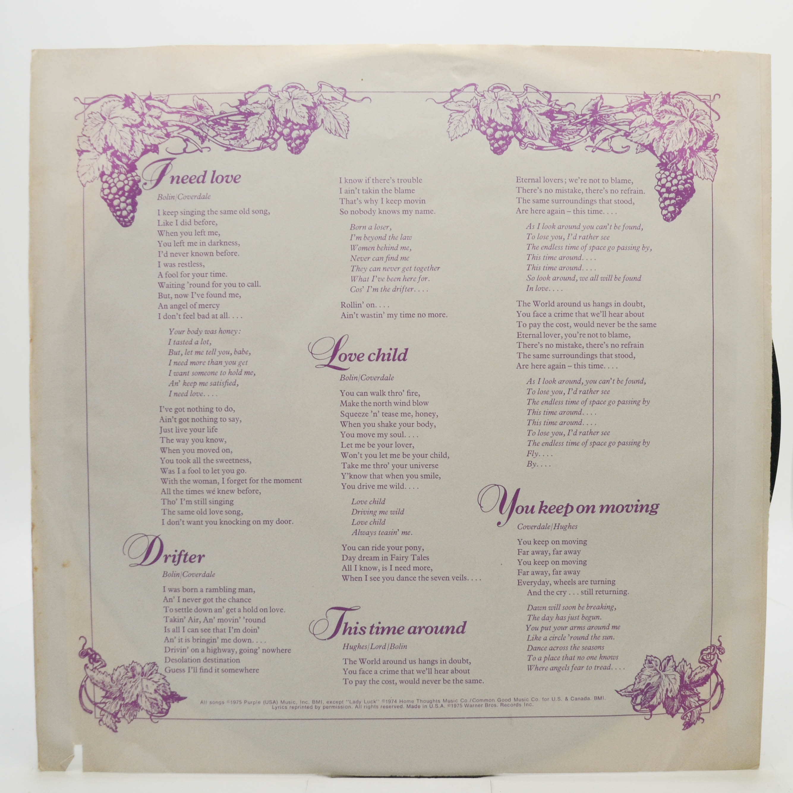 Виниловая пластинка Deep Purple — Come Taste The Band (USA), 1975
