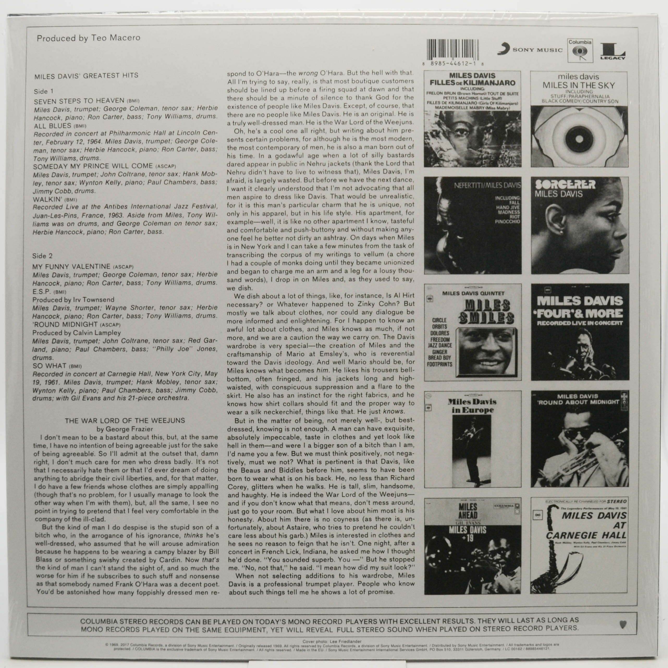 Виниловая пластинка Miles Davis — Miles Davis' Greatest Hits, 1969