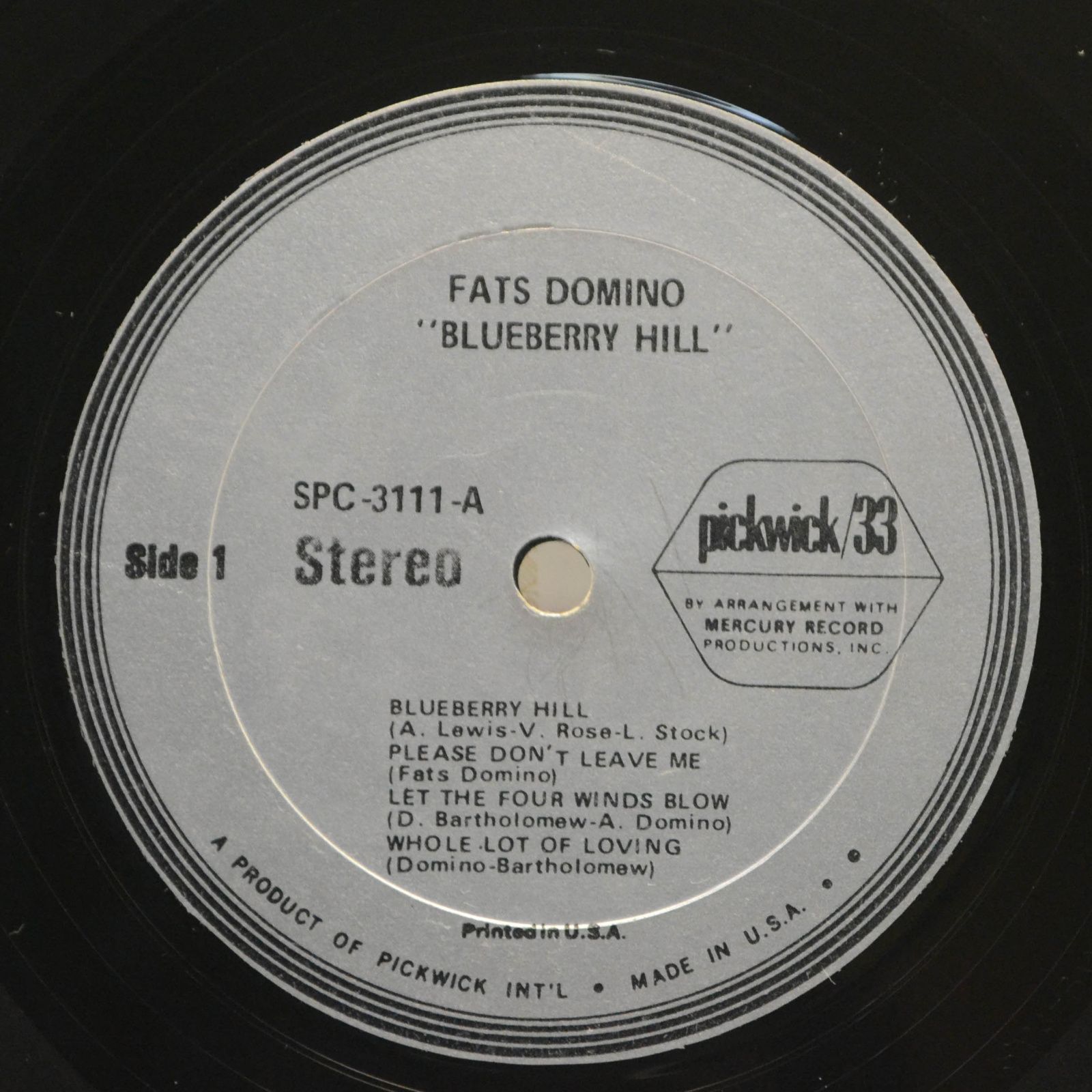 Виниловая пластинка Fats Domino — Blueberry Hill, 1967