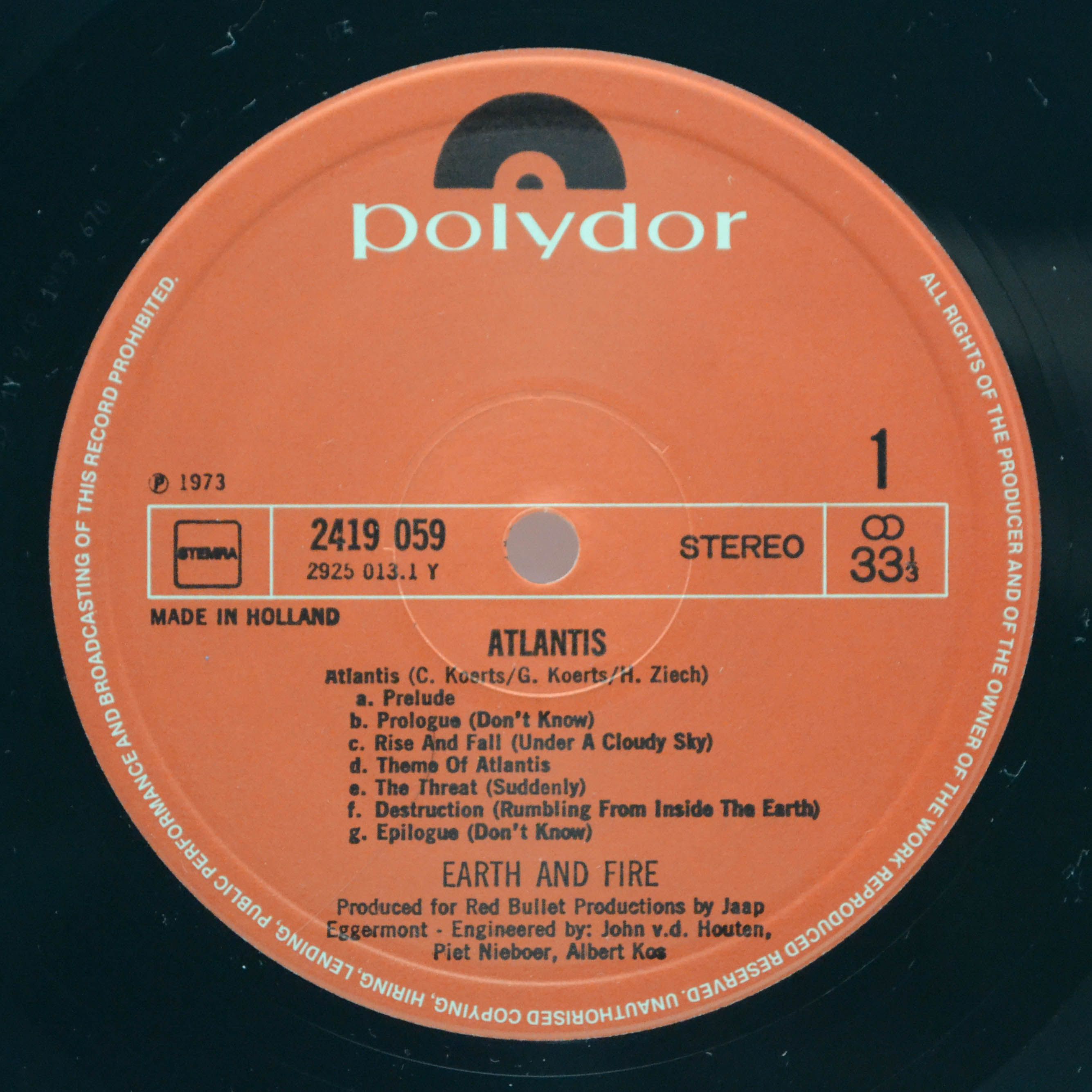 Виниловая пластинка Earth And Fire — Atlantis (Holland), 1973