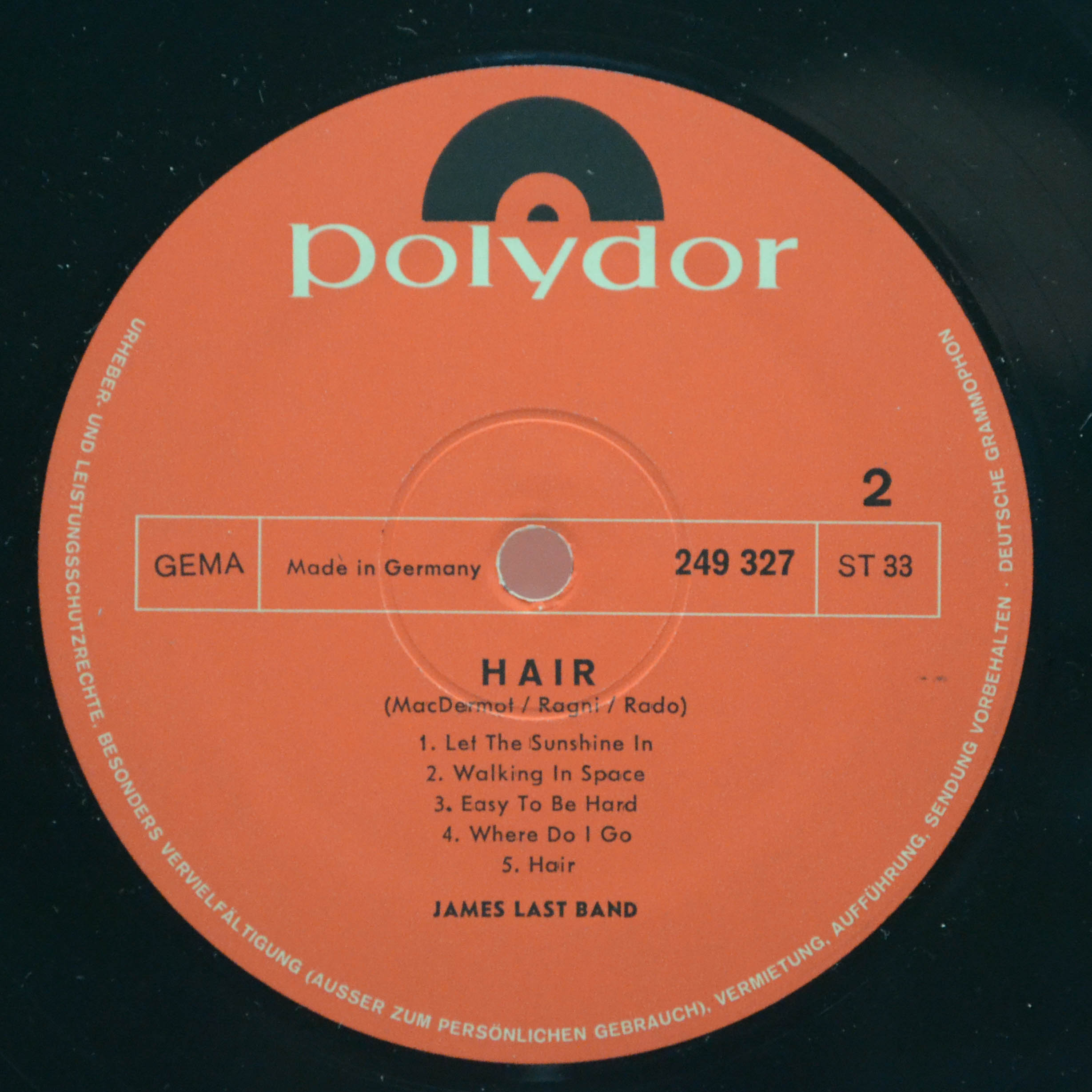 Виниловая пластинка James Last — Hair, 1969